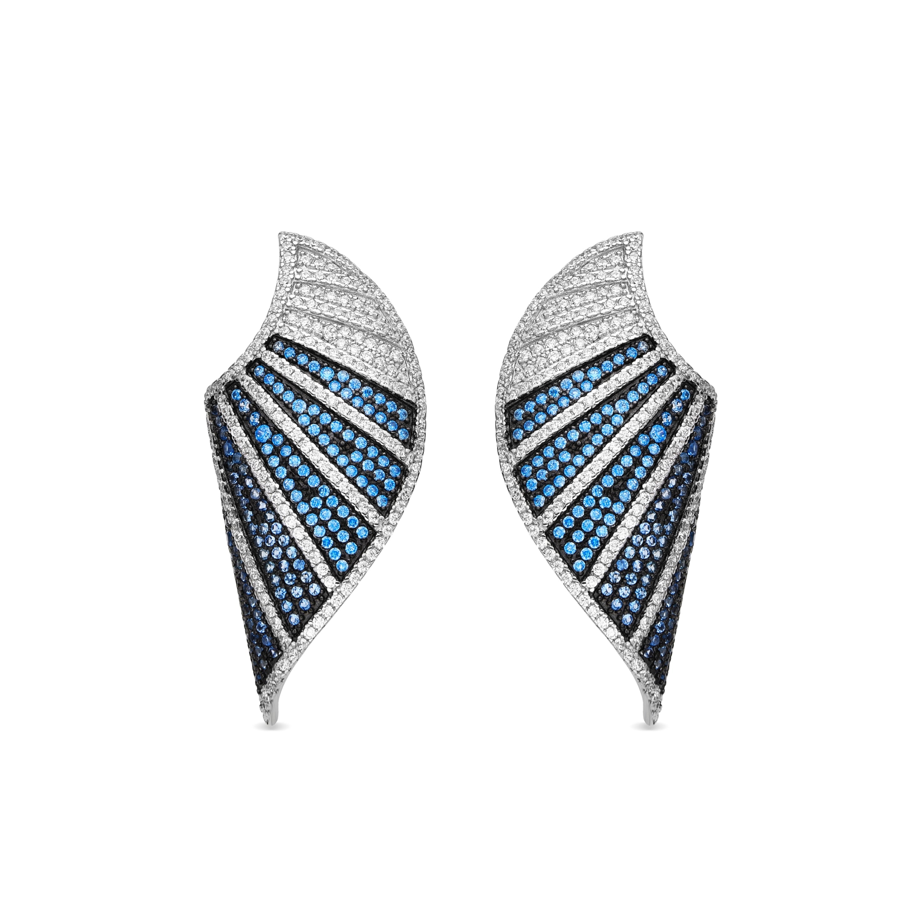 925 Sterling Silver and Blue Topaz Zirconia Earrings with Rhodium Finish - Neoma