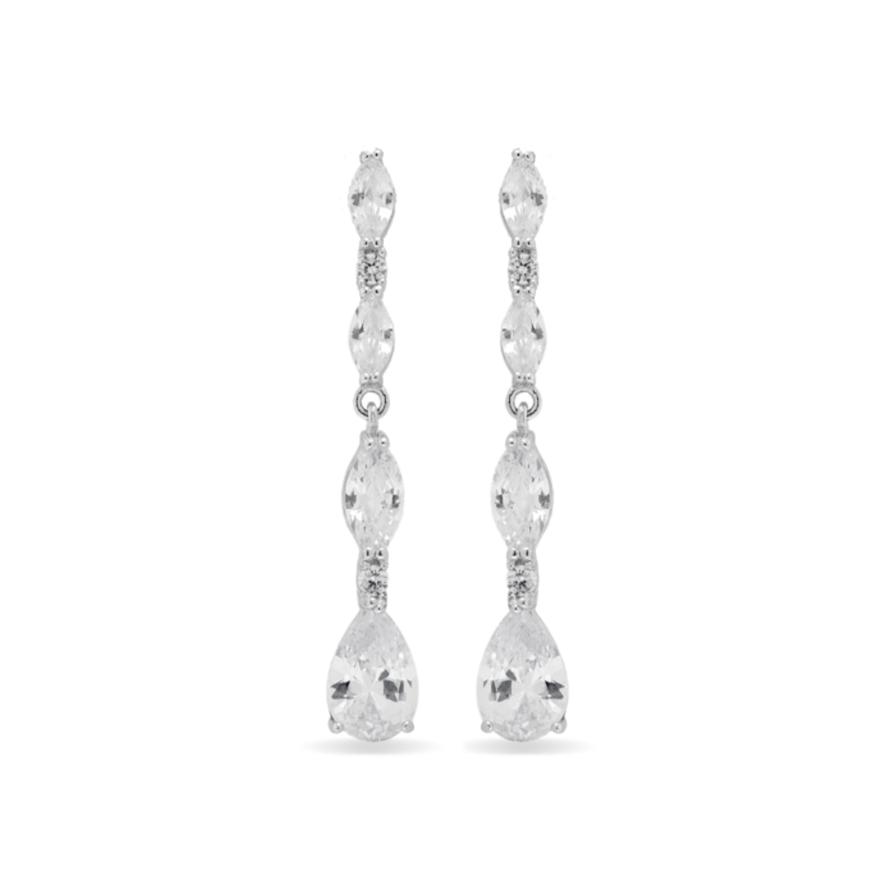 925 Sterling Silver Earrings with Rhodium-Plated Brilliant Zirconia - Jibki