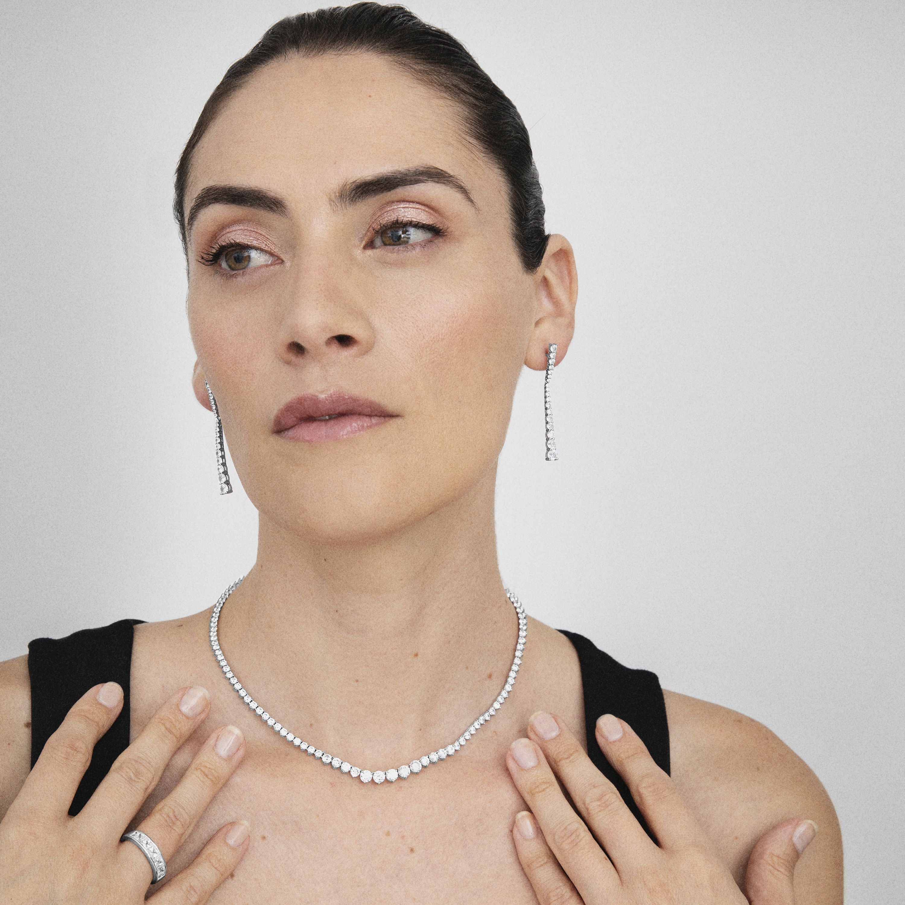 Pendientes de Plata de Ley 925 con Circonita Brillante acabados en rodio - Chetman