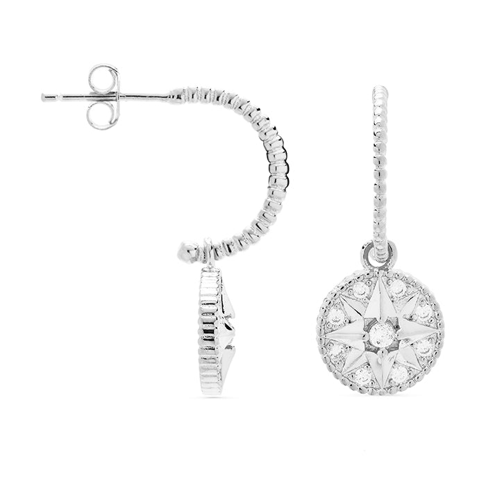 925 Sterling Silver Earrings with Rhodium-Plated Brilliant Zirconia - Joanman