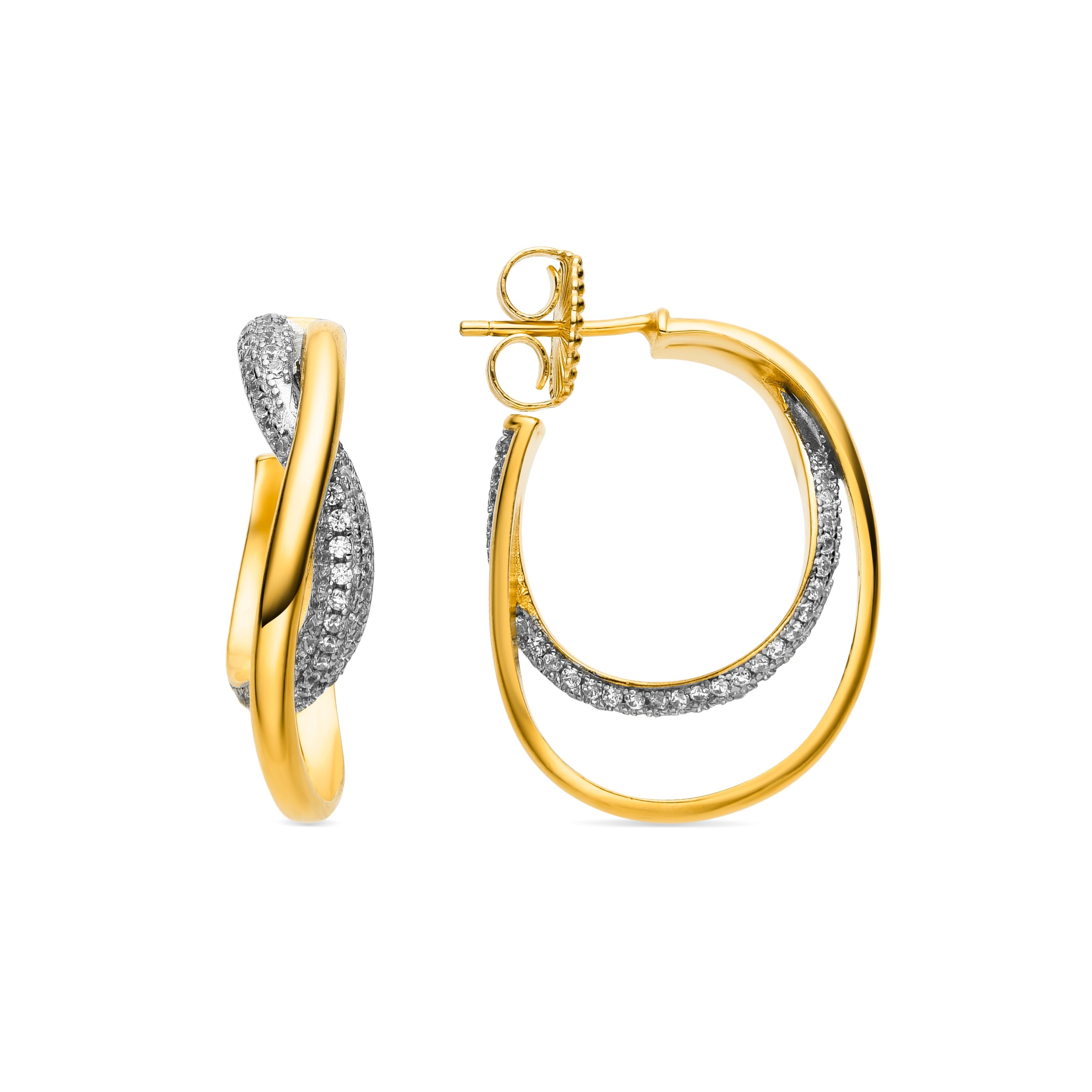925 Sterling Silver Earrings with Brilliant Zirconia Finished in 18K Yellow Gold - Udri