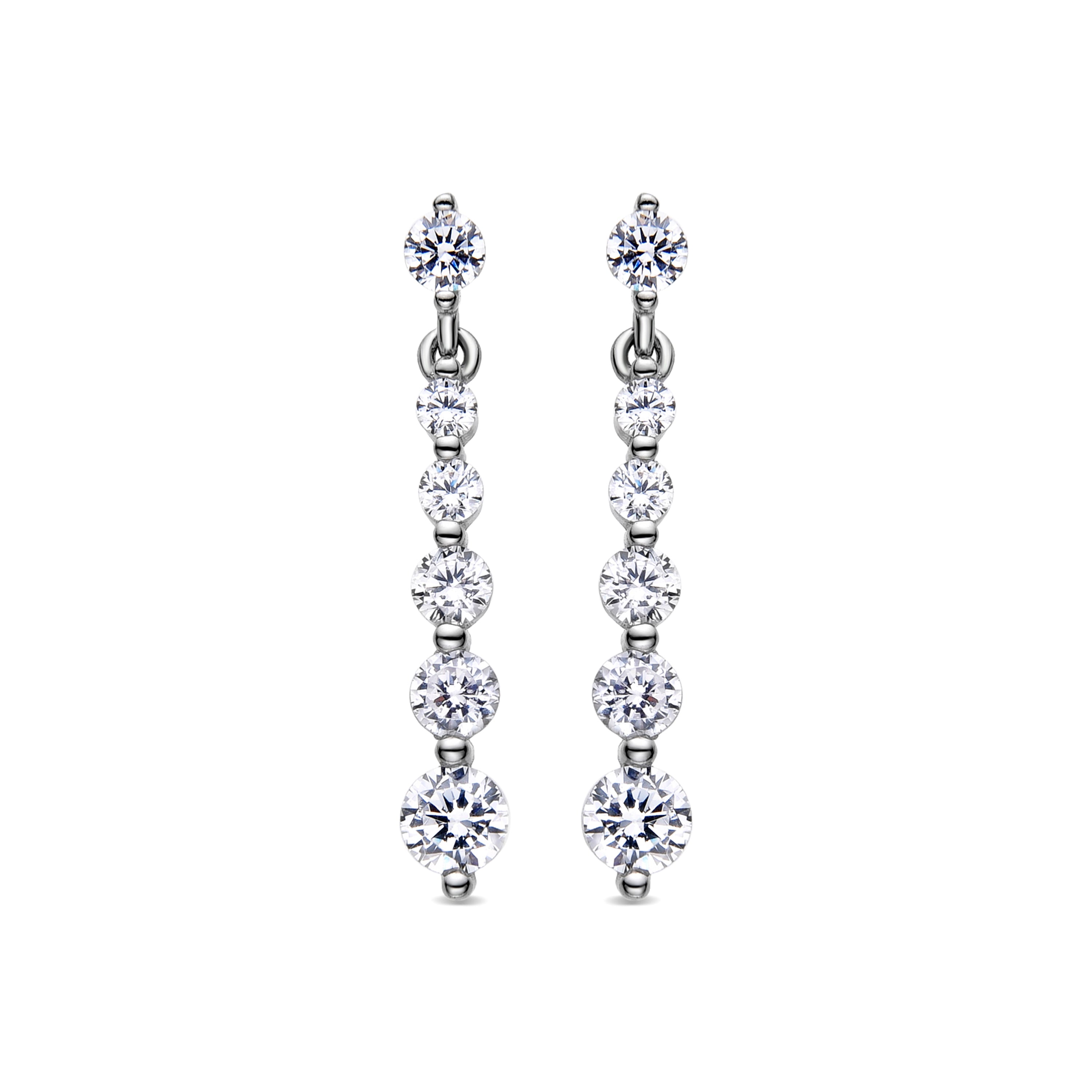 925 Sterling Silver Earrings with Rhodium-Plated Brilliant Zirconia - Furhia