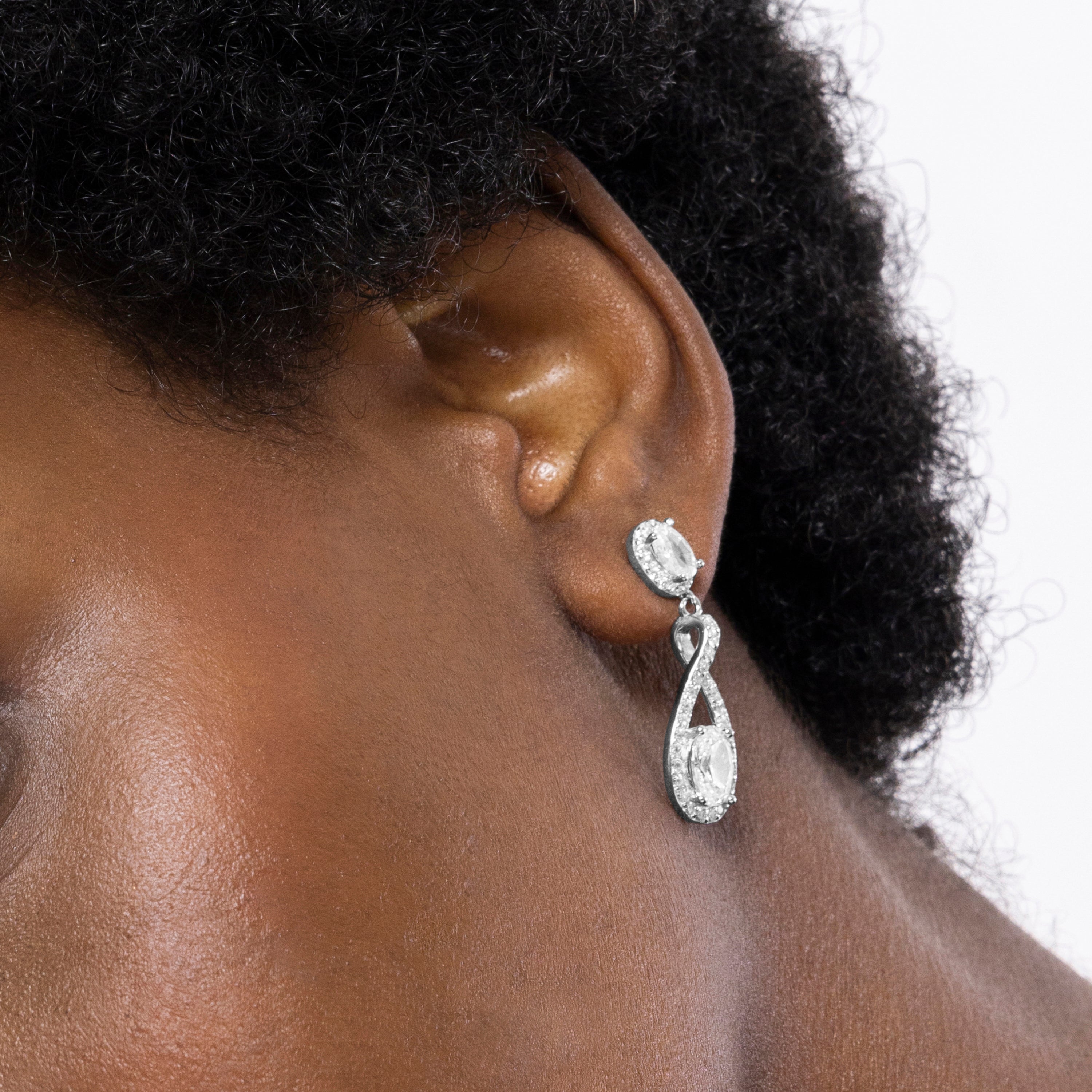 925 Sterling Silver Hydrothermal Quartz Lapis Lazuli Earrings with rhodium finish - Napo