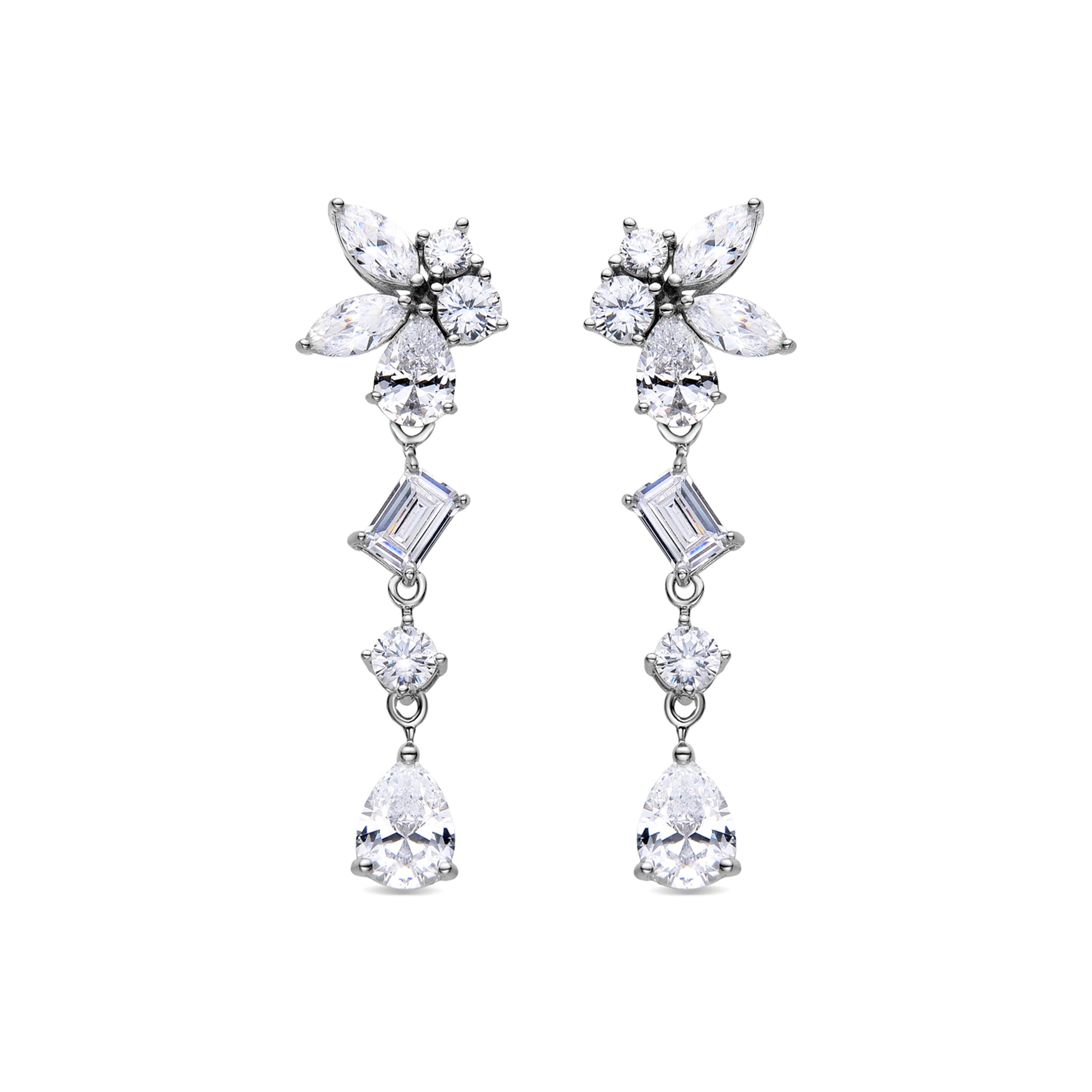 925 Sterling Silver Earrings with Rhodium-Plated Brilliant Zirconia - Neloc