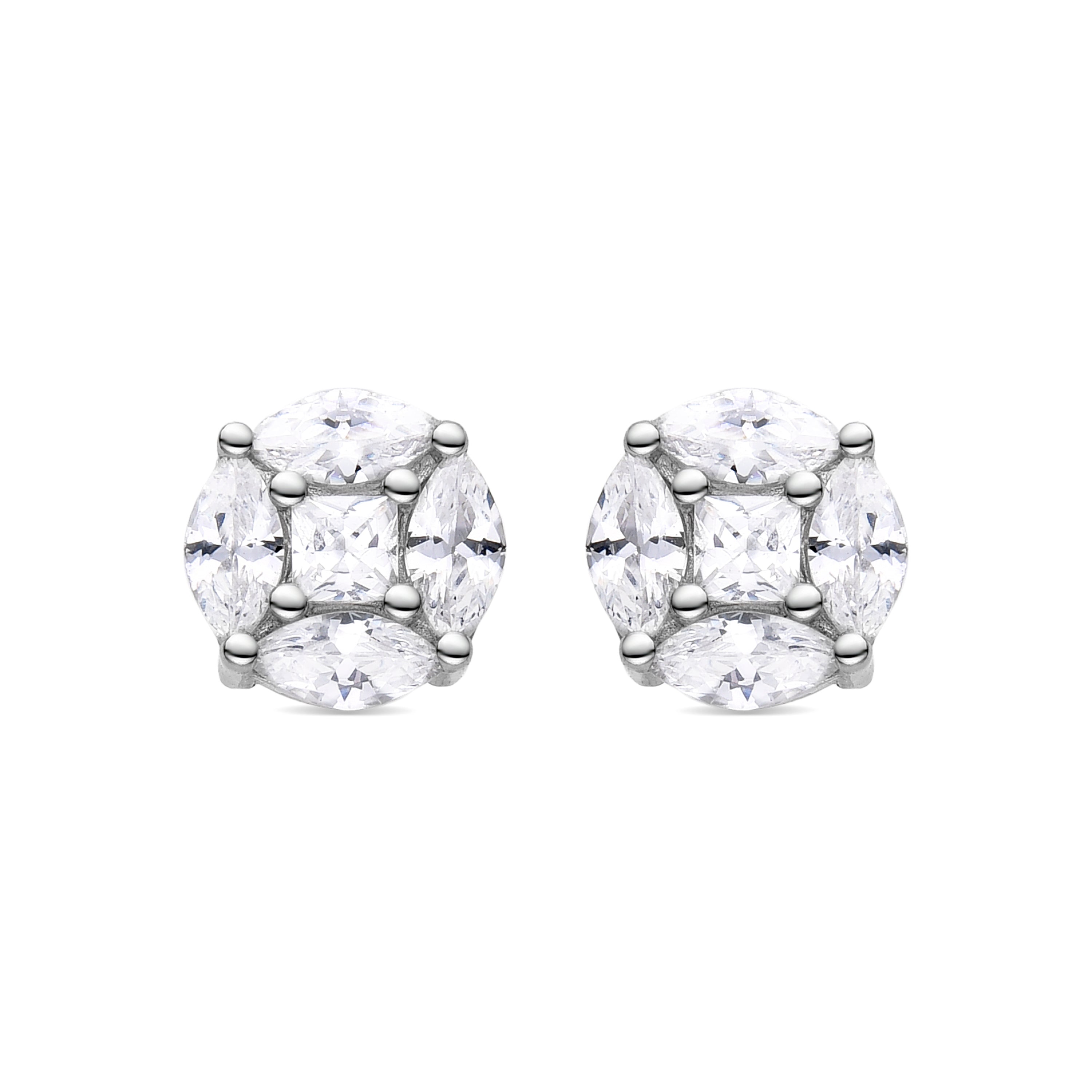 925 Sterling Silver Earrings with Rhodium-Plated Brilliant Zirconia - Raruh