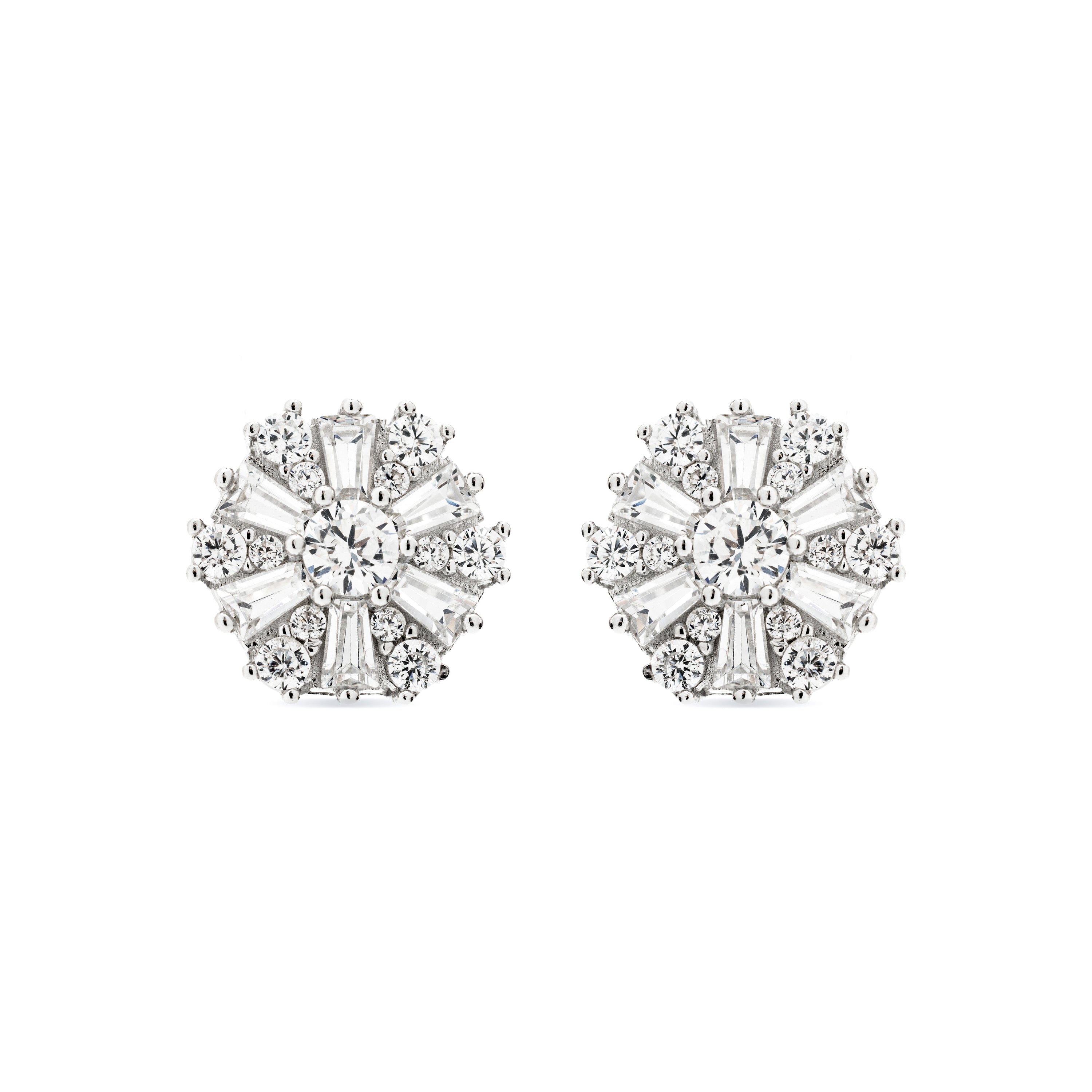 925 Sterling Silver and Brilliant Zirconia Earrings with Rhodium Finish - Lorush