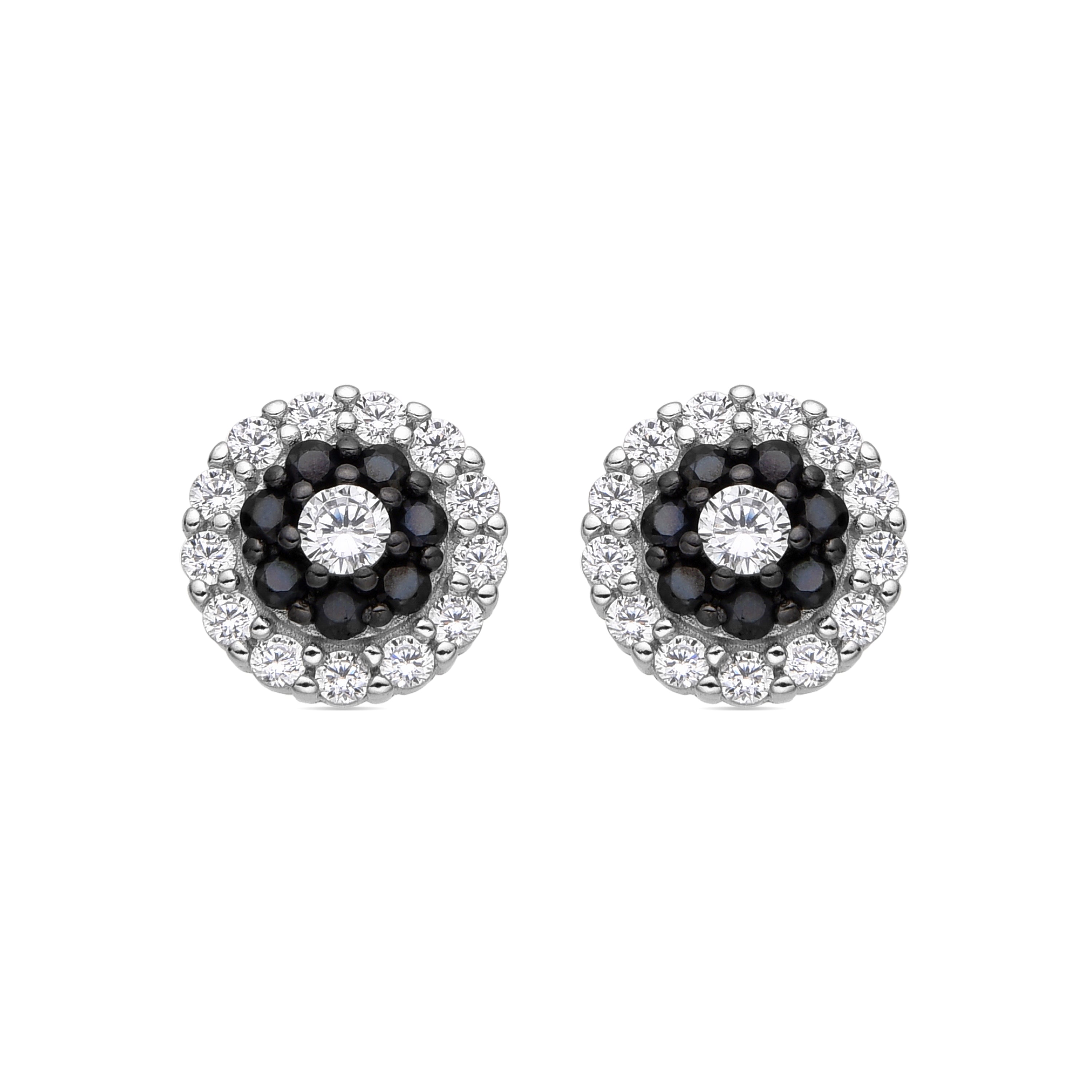 925 Sterling Silver and Onyx Zirconia Earrings with Rhodium Finish - Ziadri