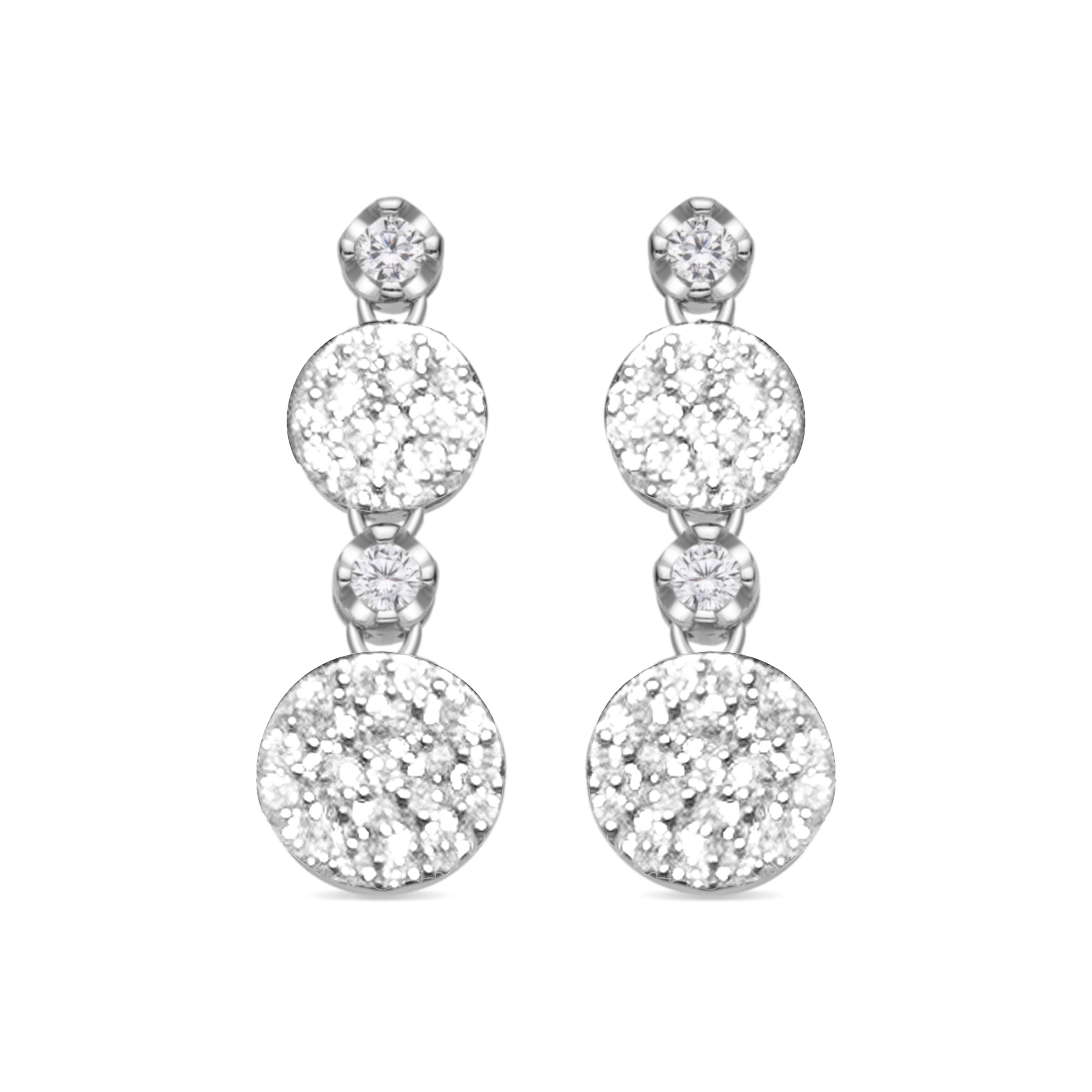 925 Sterling Silver and Brilliant Zirconia Earrings with Rhodium Finish - Siala