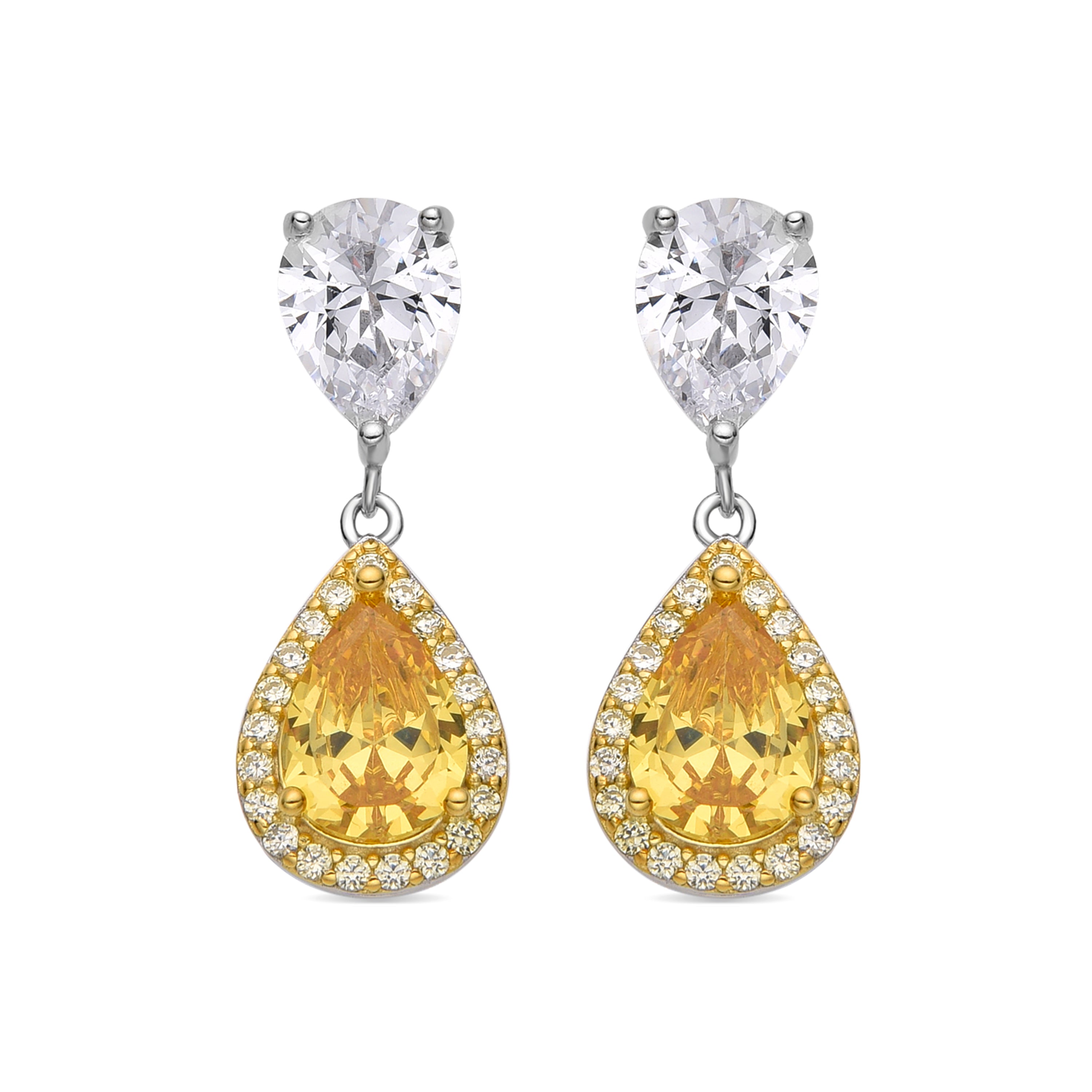 925 Sterling Silver and Padparadscha Earrings with Rhodium Finish - Norax