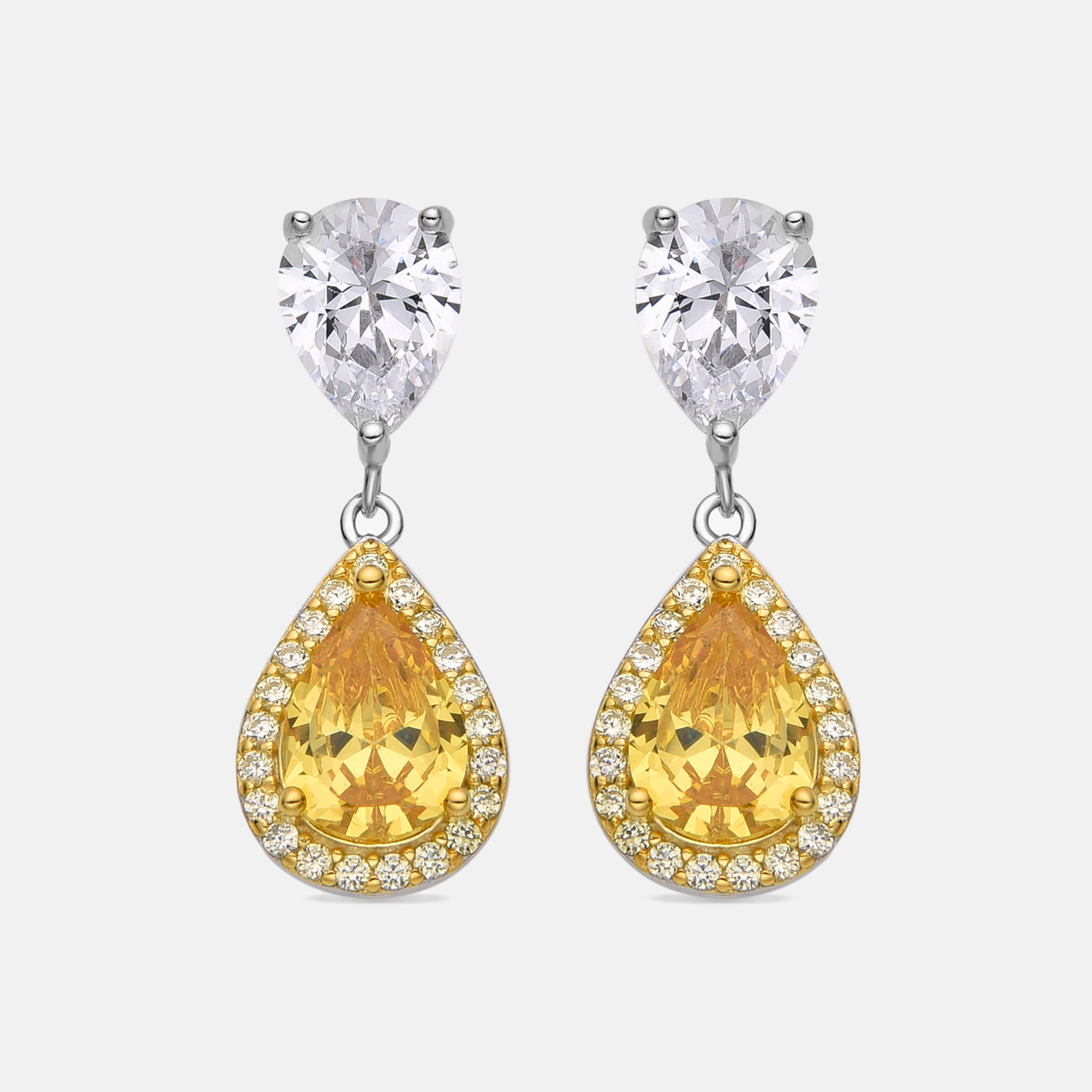 925 Sterling Silver and Padparadscha Earrings with Rhodium Finish - Norax