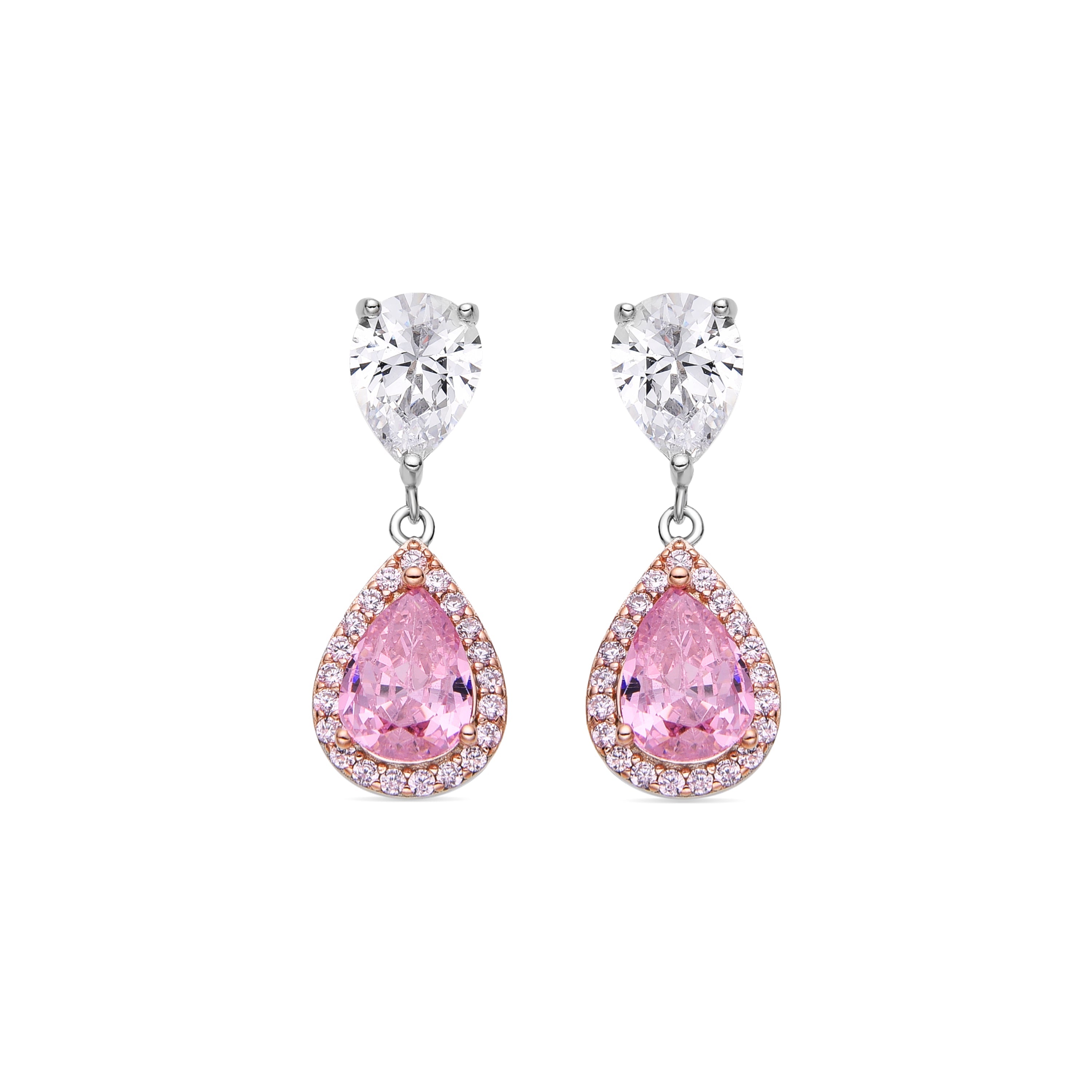 925 Sterling Silver and Salmon Hydrothermal Quartz Earrings with Rhodium Finish - Norax