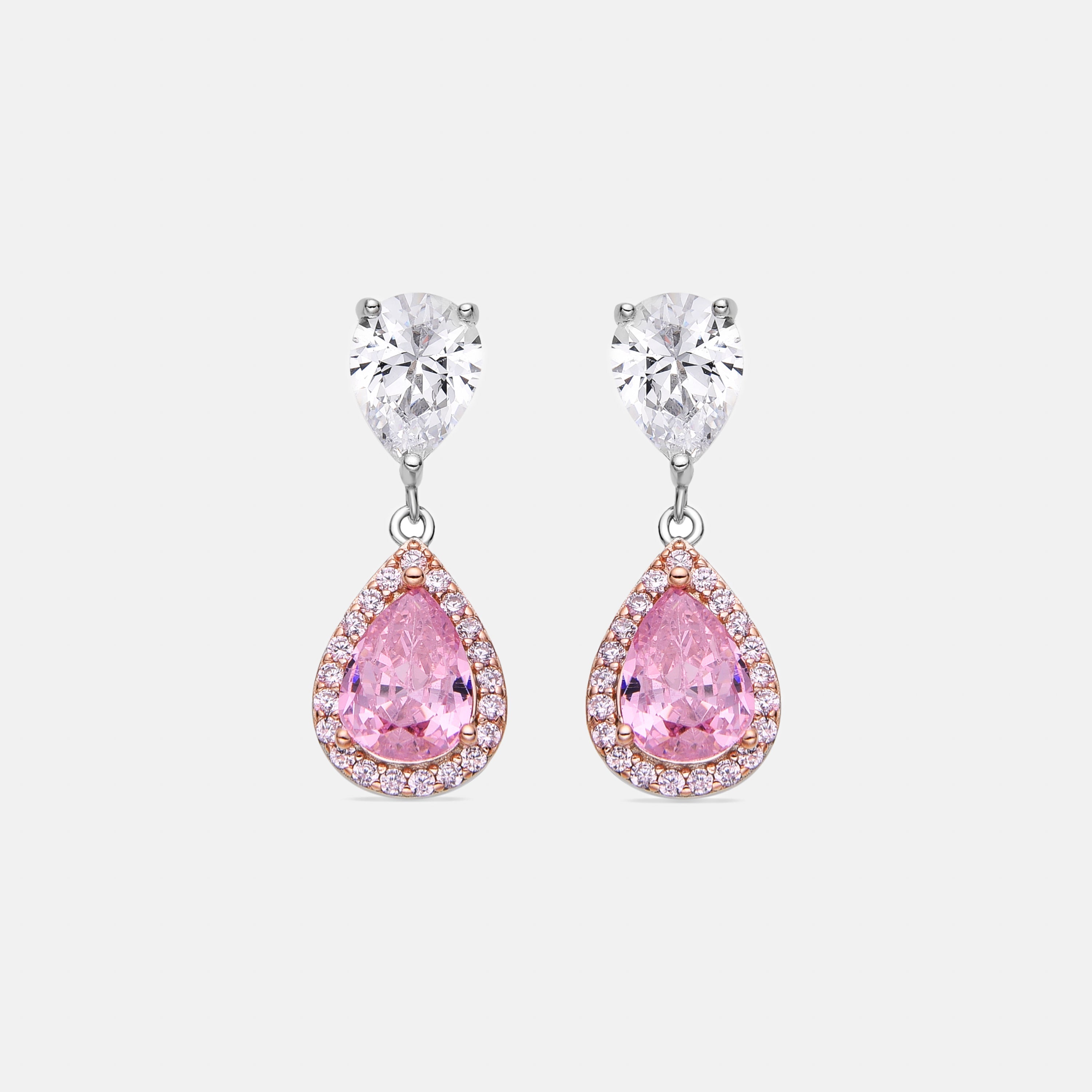 925 Sterling Silver and Salmon Hydrothermal Quartz Earrings with Rhodium Finish - Norax