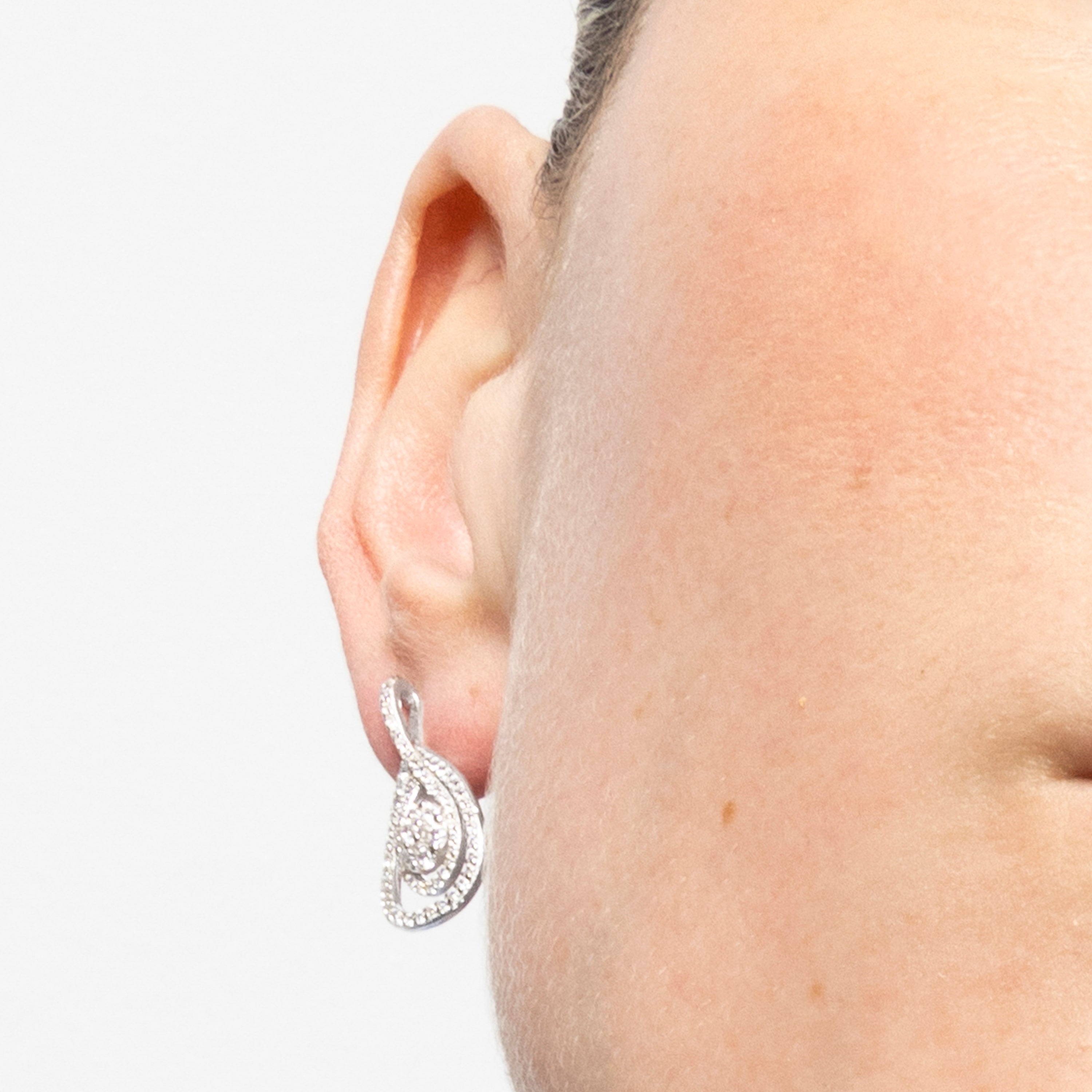 925 Sterling Silver and Brilliant Zirconia Earrings, Rhodium Finish - Isloth