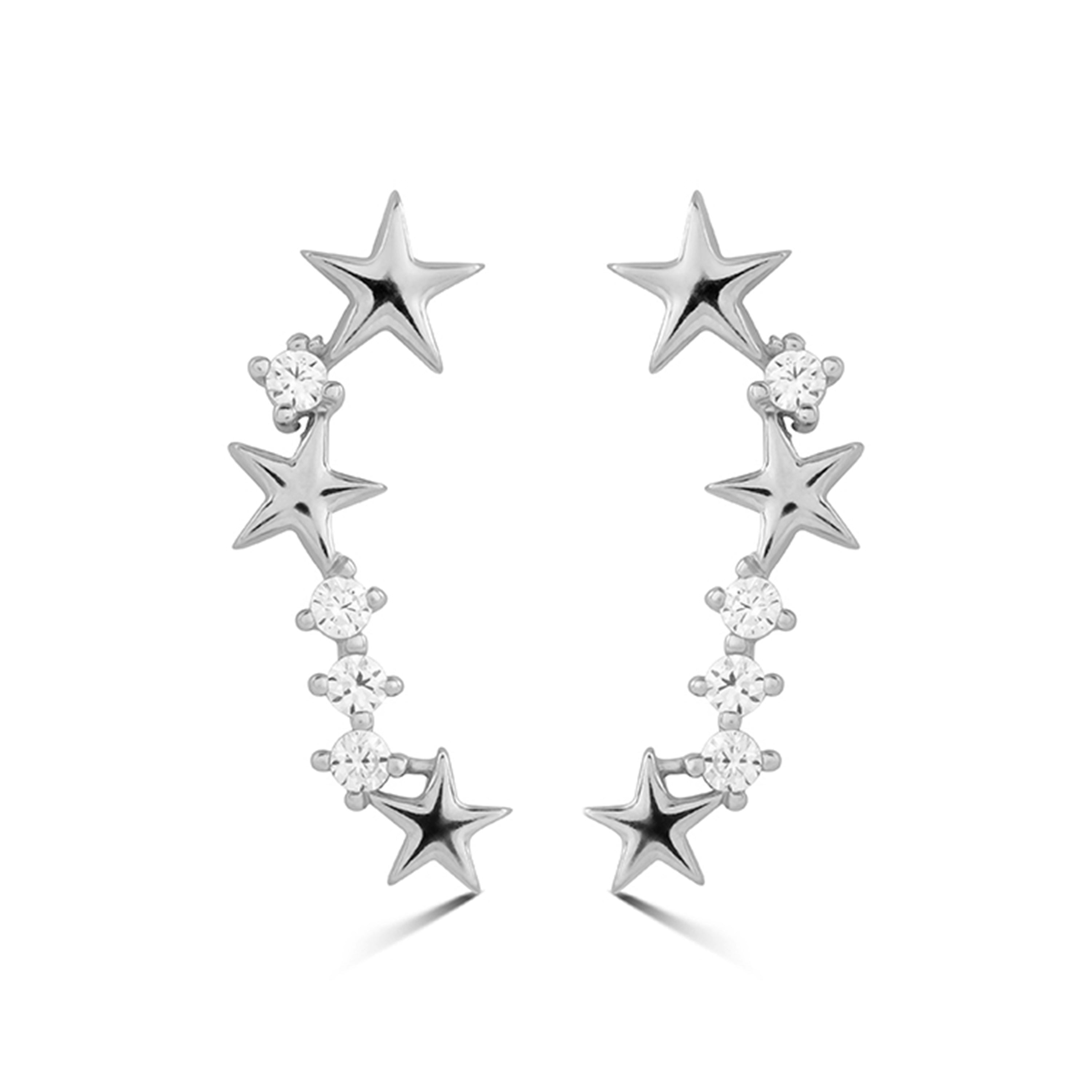 925 Sterling Silver Earrings with Rhodium-Plated Brilliant Zirconia - Efrom