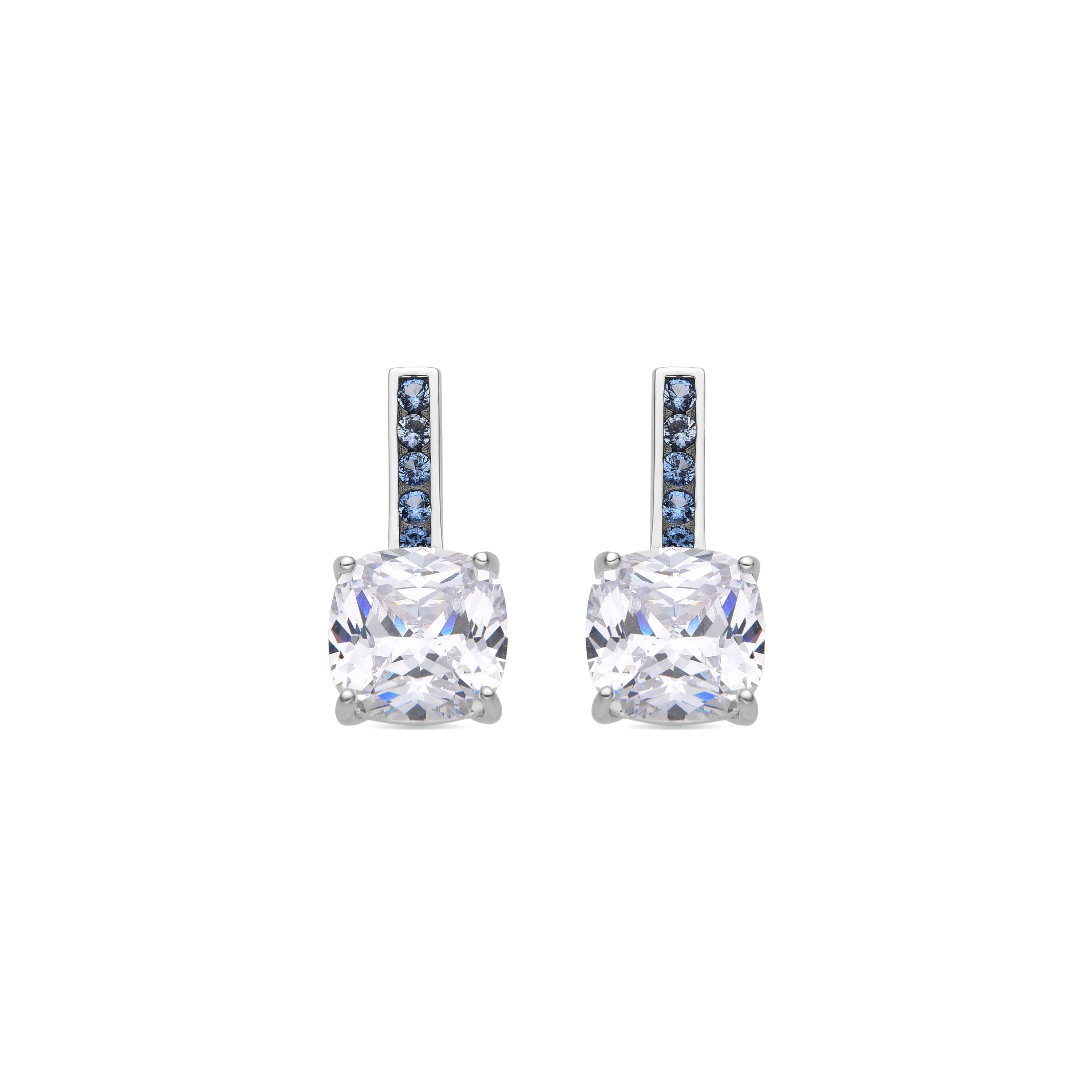 925 Sterling Silver and Aquamarine Zirconia Earrings with Rhodium Finish - Xephass