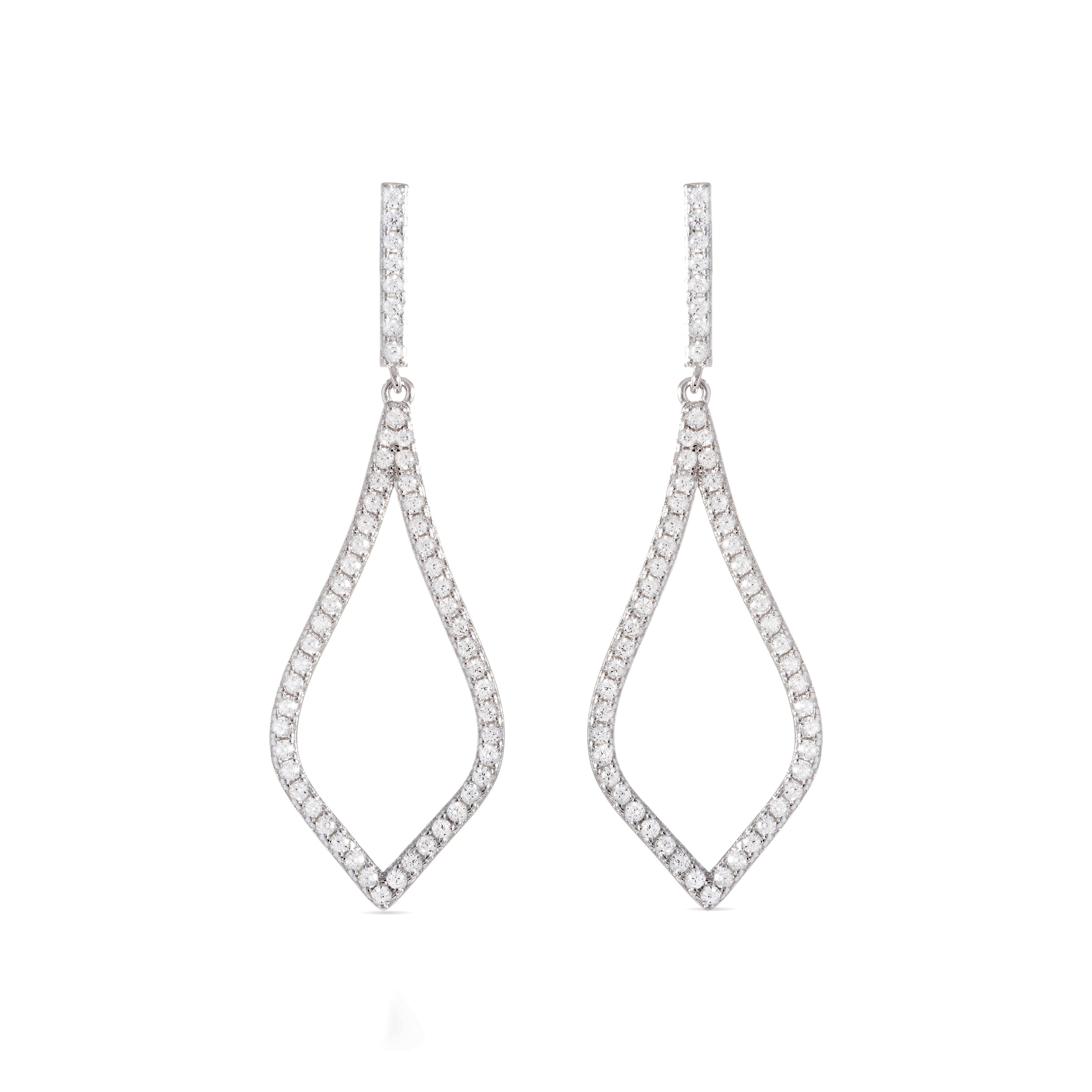 925 Sterling Silver Earrings with Rhodium-Plated Brilliant Zirconia - Materish