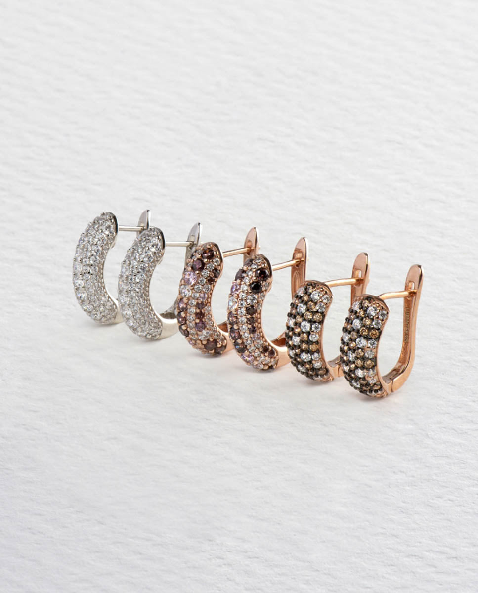 Pendientes de Plata de Ley 925 con Circonita Marrón acabados en oro rosa 18K - Liakap