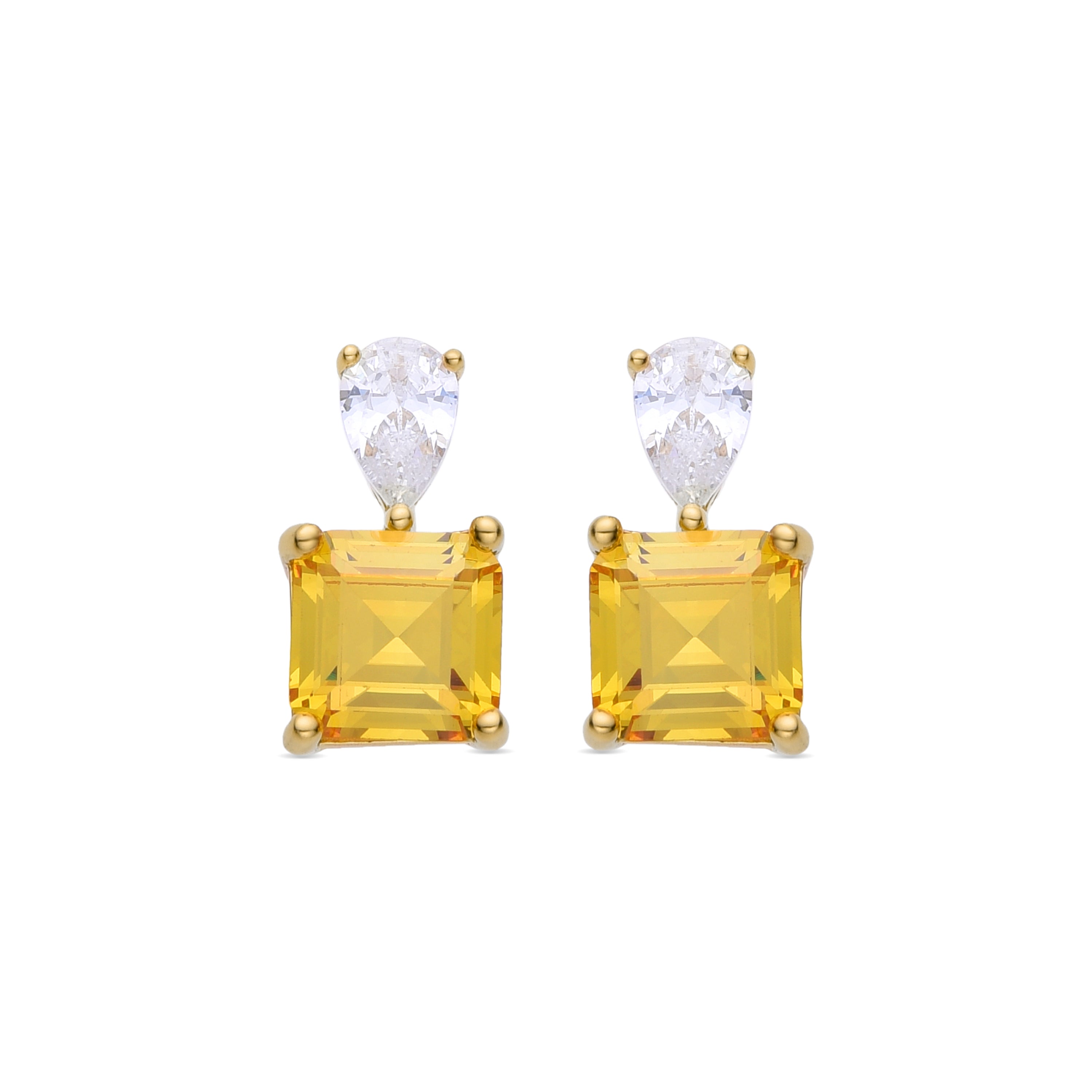 925 Sterling Silver and Padparadscha Earrings Finished in 18k Yellow Gold - Codua