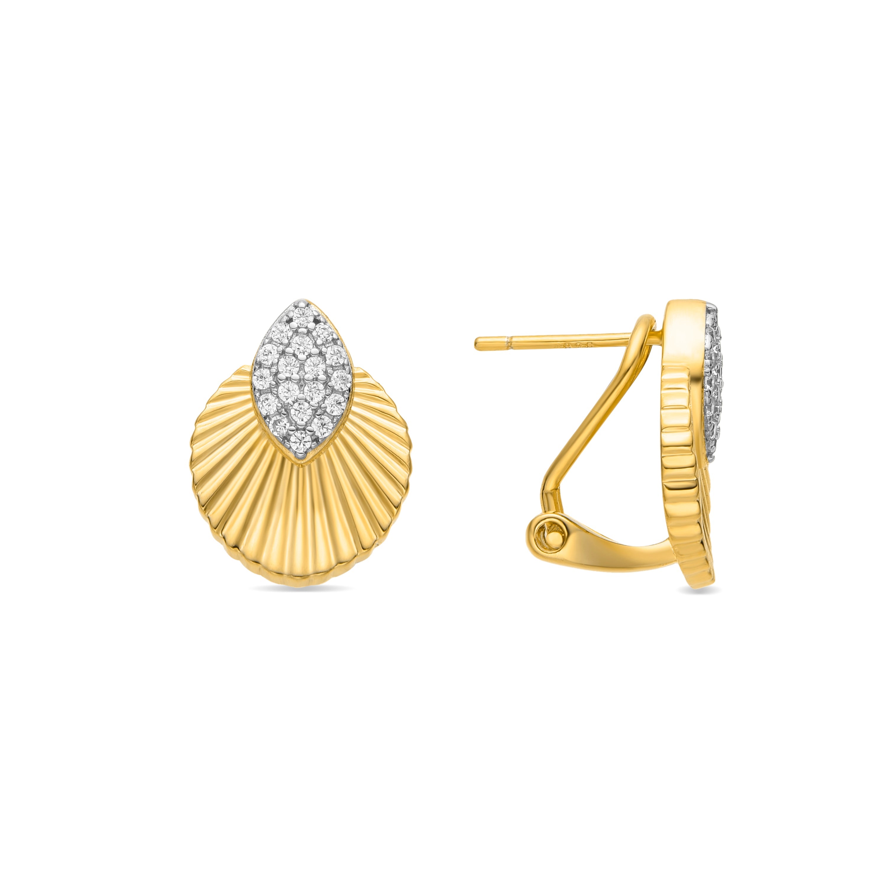 925 Sterling Silver and Brilliant Zirconia Earrings, 18k Gold Finish - Kangva
