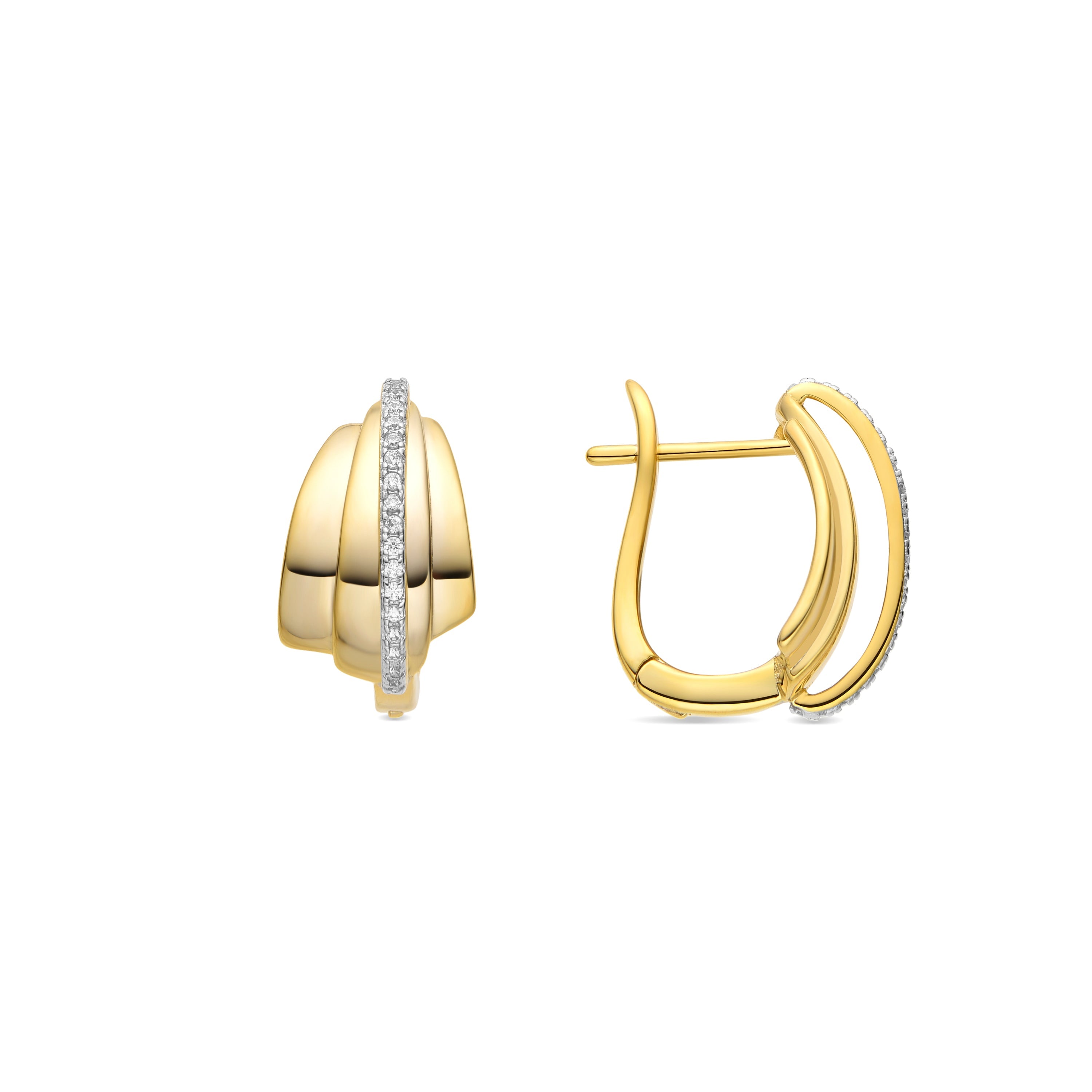 925 Sterling Silver and Brilliant Zirconia Earrings with 18k Gold Finish - Makho
