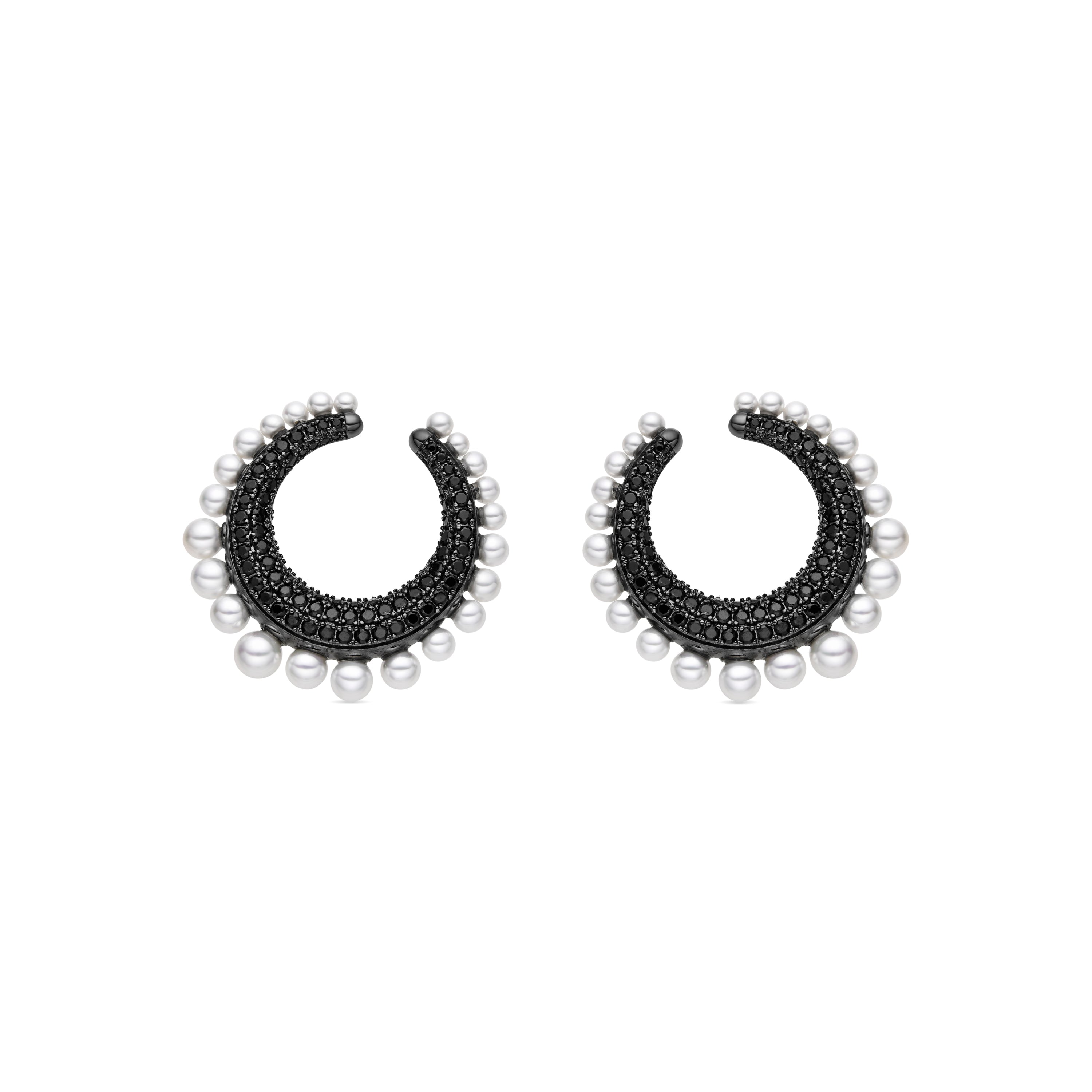 925 Sterling Silver and Onyx Zirconia Earrings with Rhodium Finish - Othas