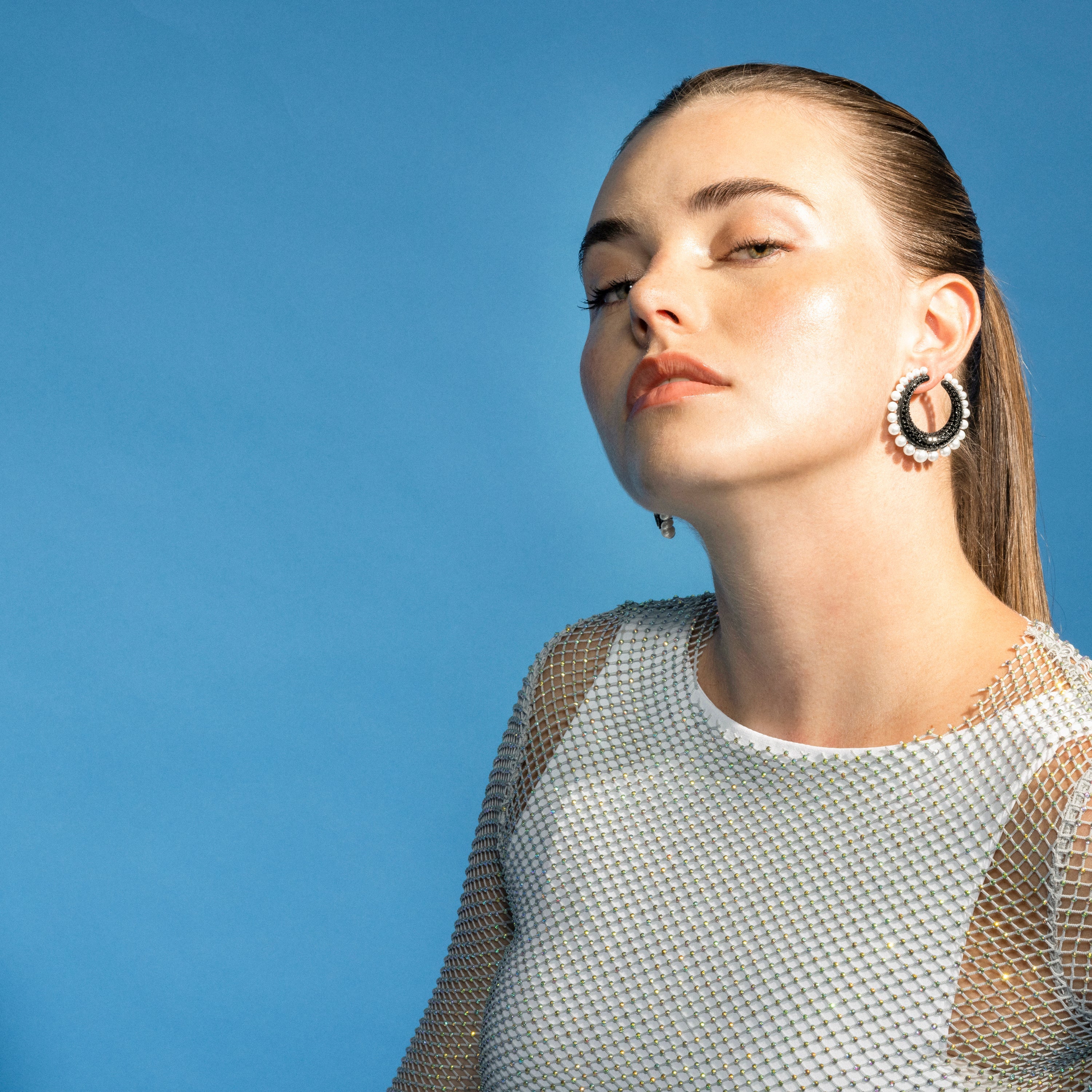 925 Sterling Silver and Onyx Zirconia Earrings with Rhodium Finish - Othas