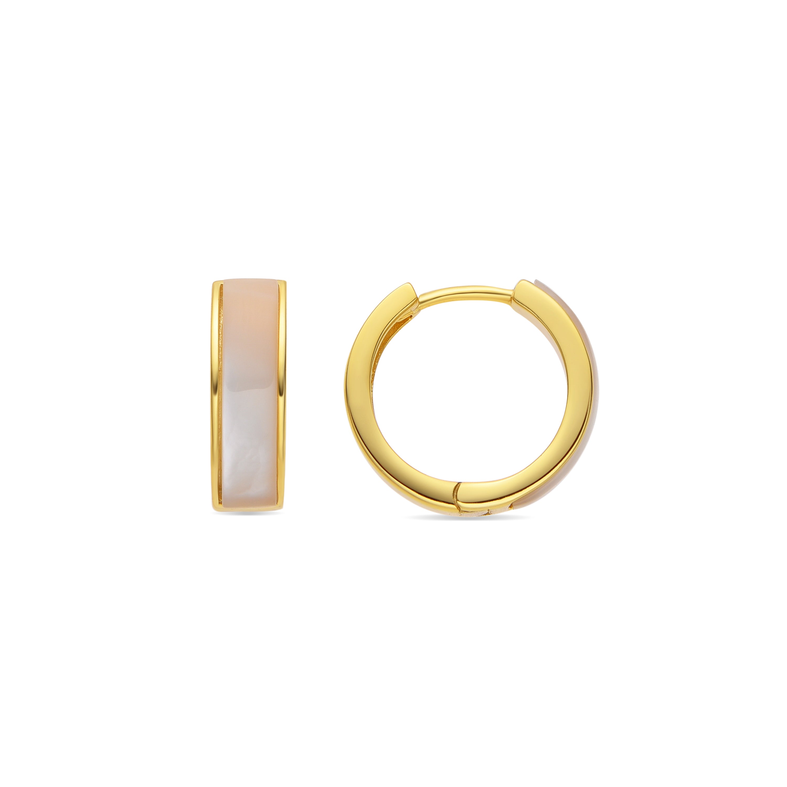 925 Sterling Silver and White Mother of Pearl Earrings with 18k Gold Finish - Haiku