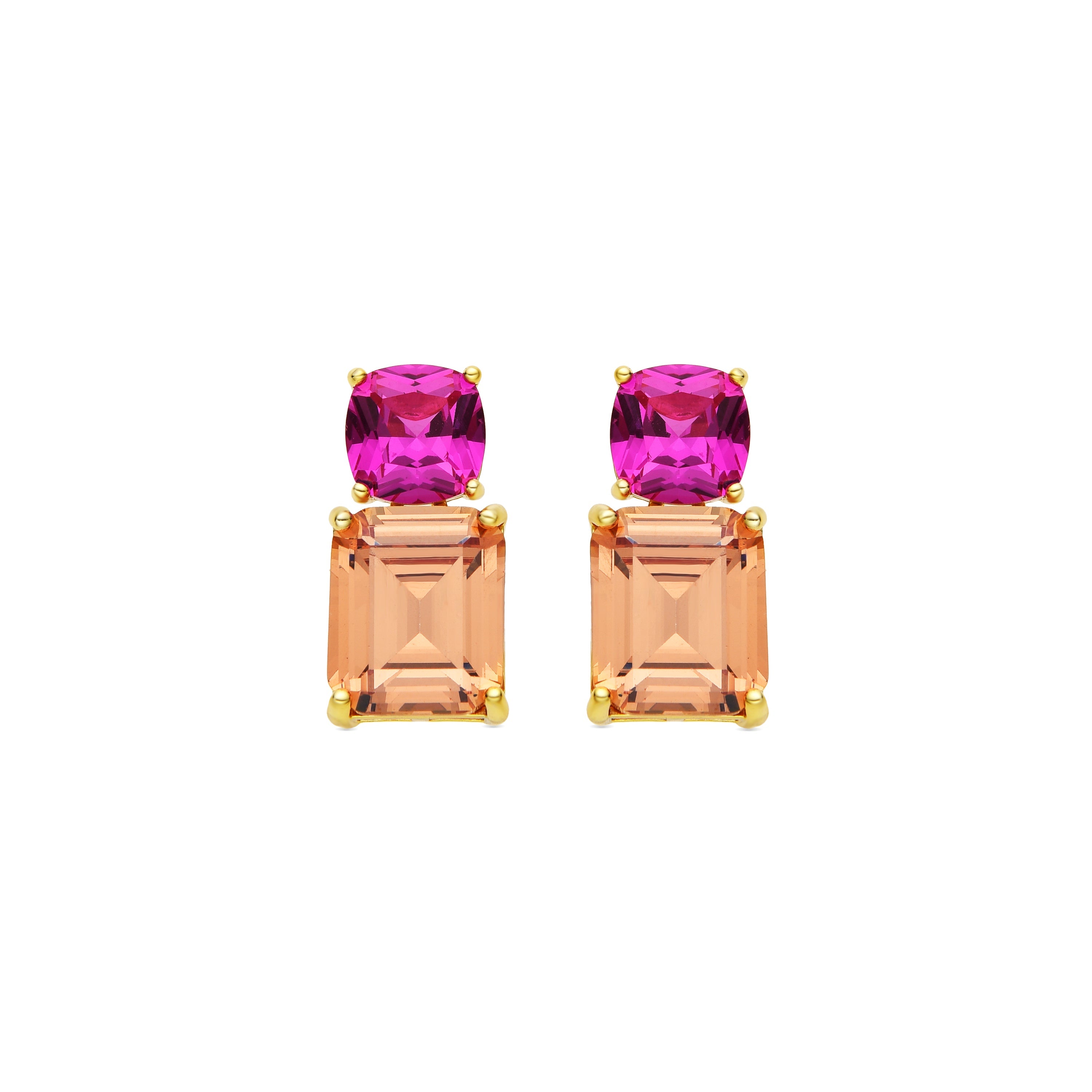 925 Sterling Silver and Multicolor Hydrothermal Quartz Earrings with Rhodium Finish - Theoa