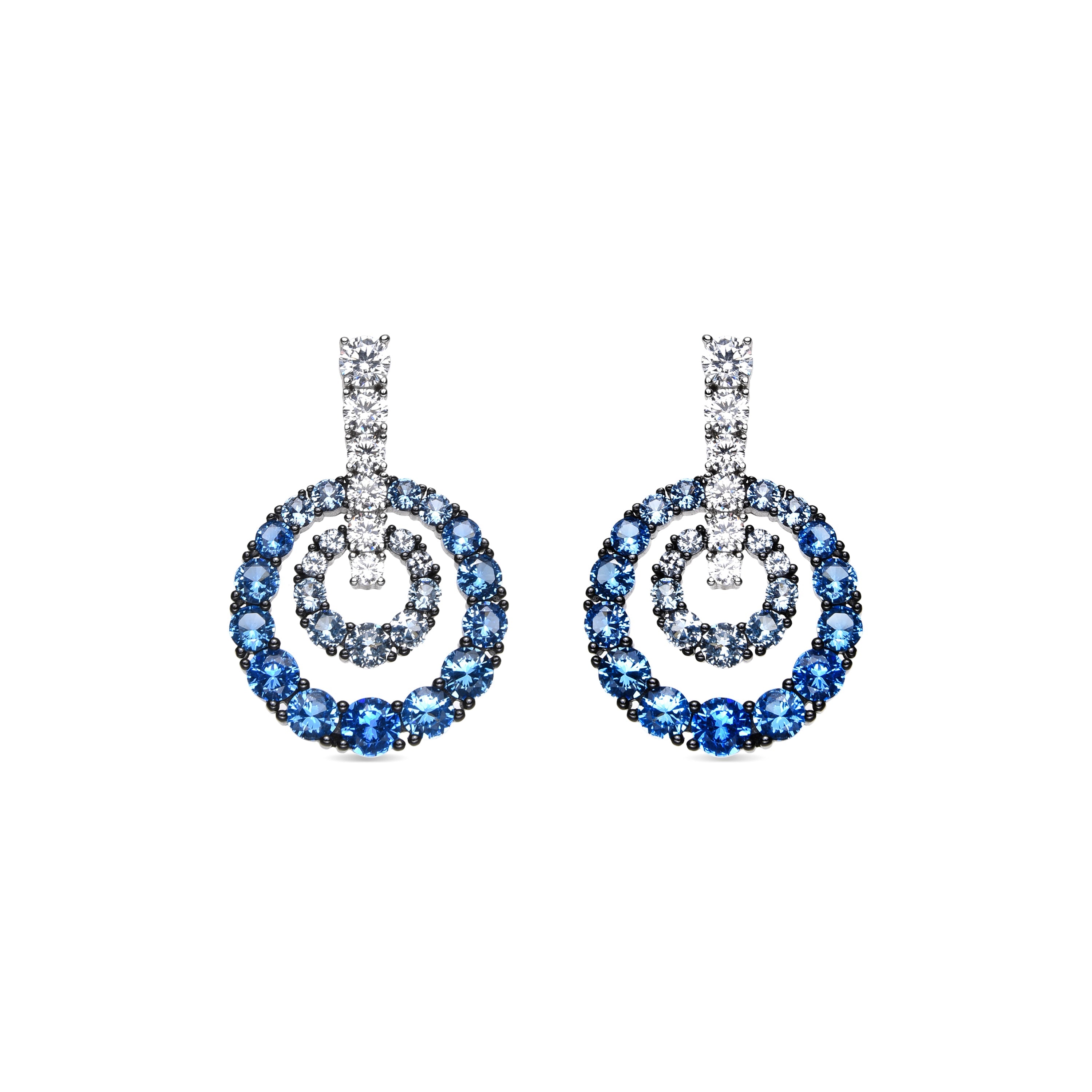 925 Sterling Silver and Aquamarine Zirconia Earrings with Rhodium Finish - Kraesh