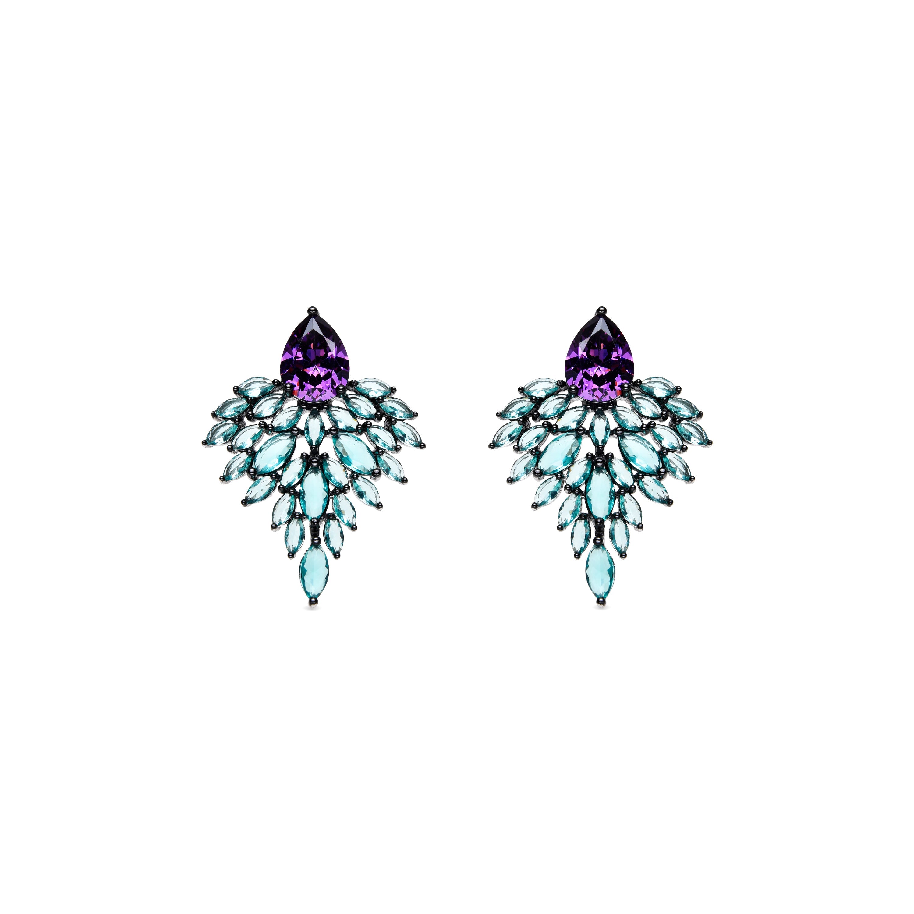 925 Sterling Silver and Emerald Zirconia Earrings with 18k Gold Finish - Maylax