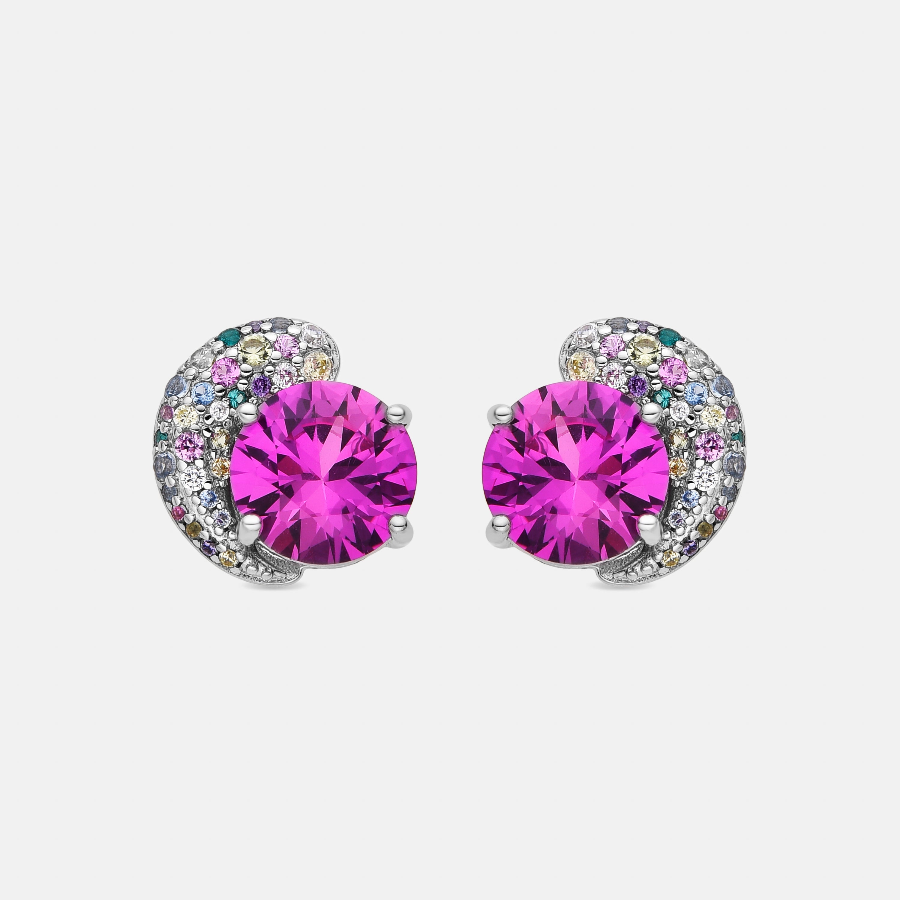 925 Sterling Silver and Multicolor Zirconia Earrings with 18k Gold Finish - Zynsi