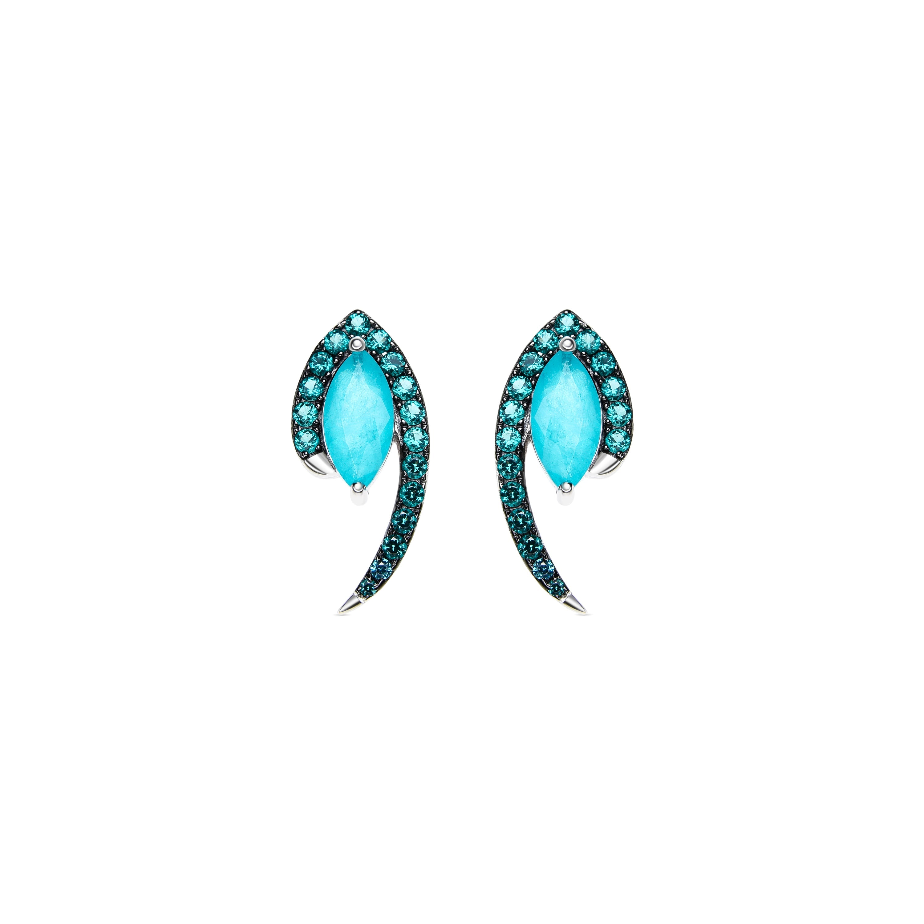 925 Sterling Silver and Paraiba Green Hydrothermal Quartz Earrings with Rhodium Finish - Lesli