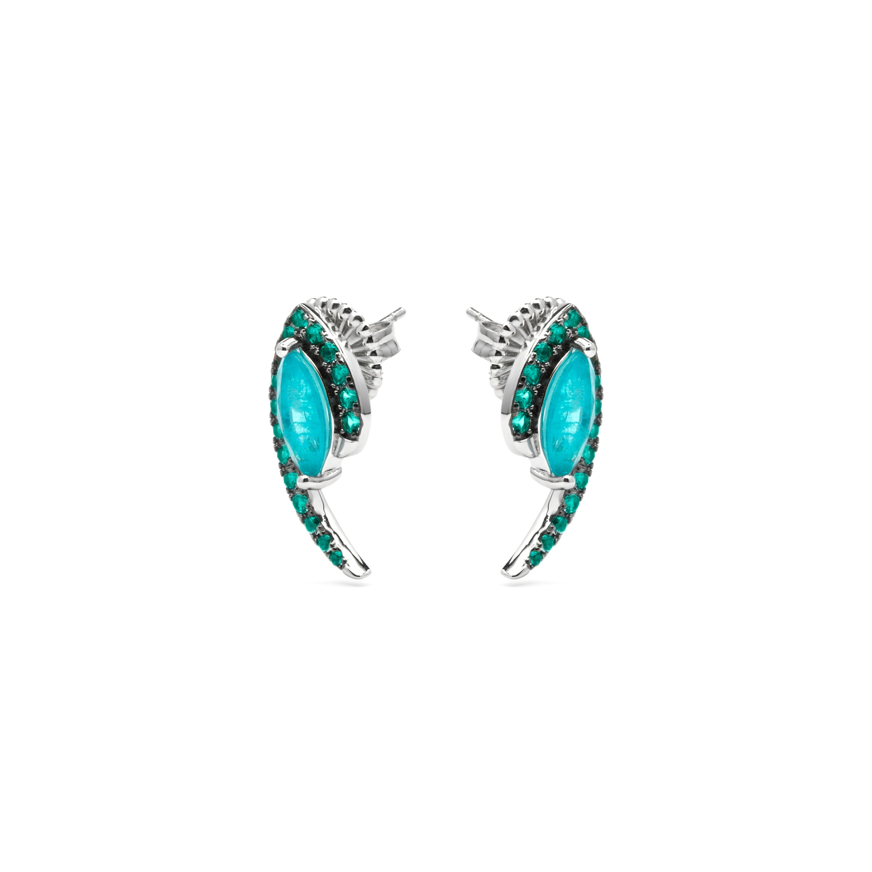 925 Sterling Silver and Paraiba Green Hydrothermal Quartz Earrings with Rhodium Finish - Lesli