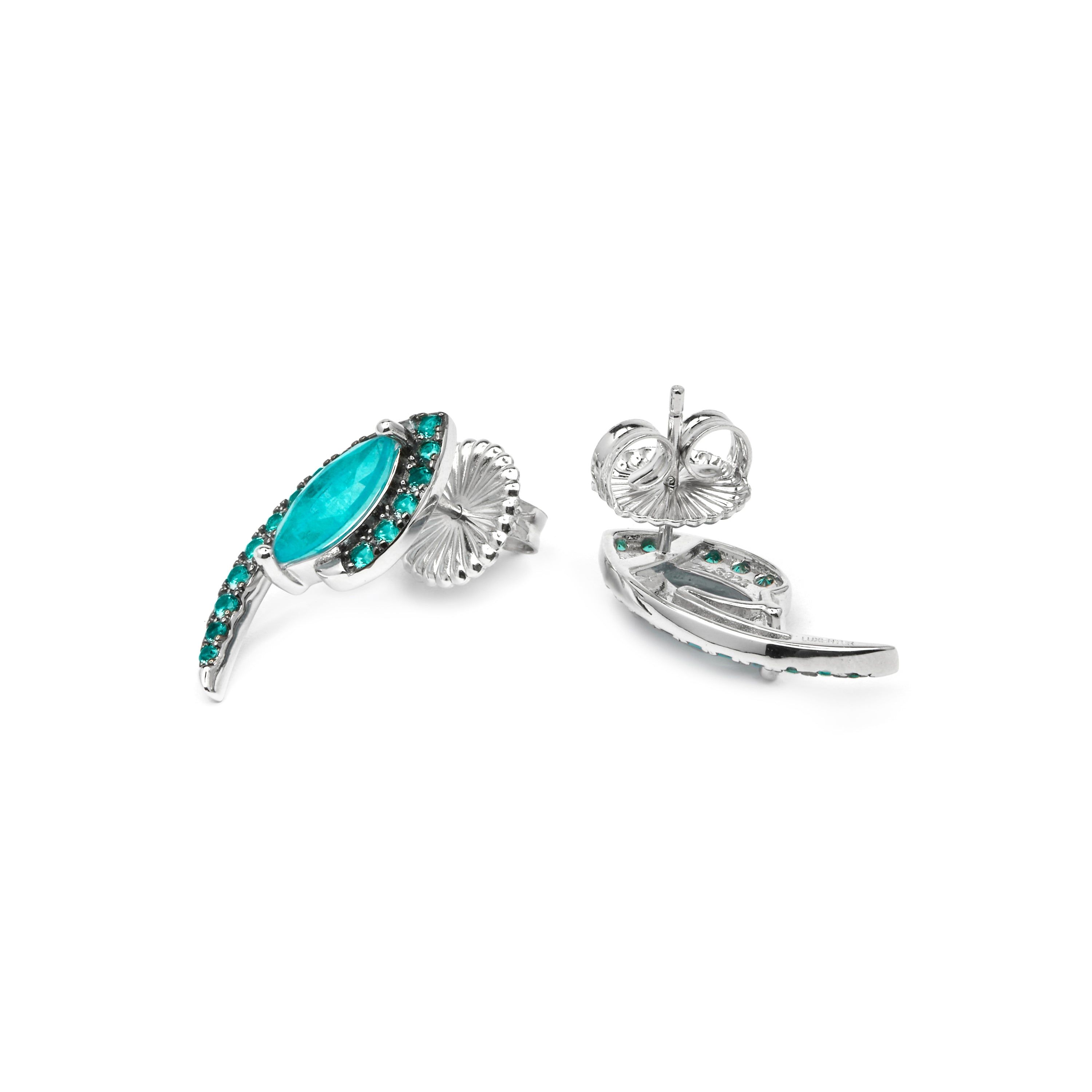 925 Sterling Silver and Paraiba Green Hydrothermal Quartz Earrings with Rhodium Finish - Lesli