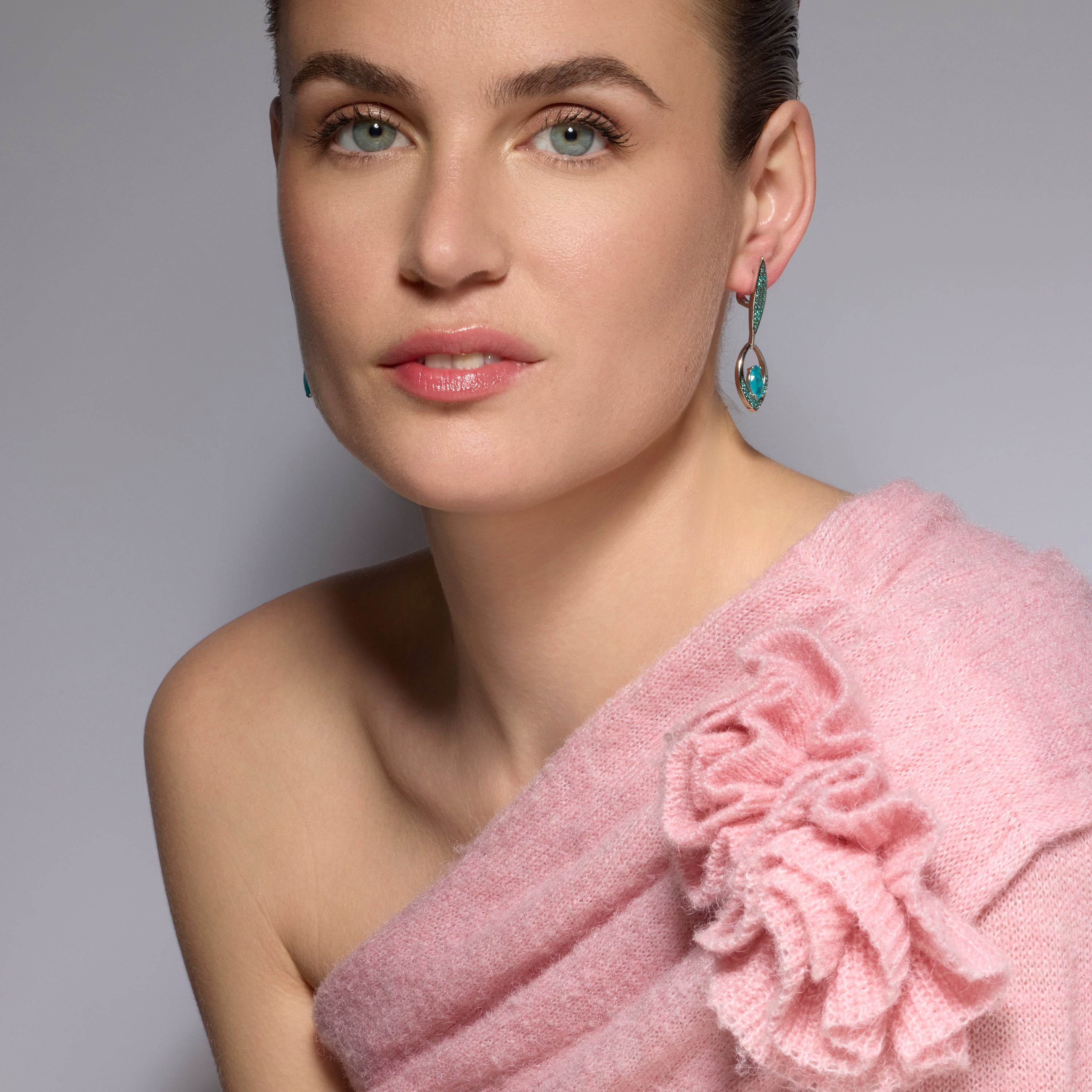 925 Sterling Silver and Paraiba Green Hydrothermal Quartz Earrings with Rhodium Finish - Incro