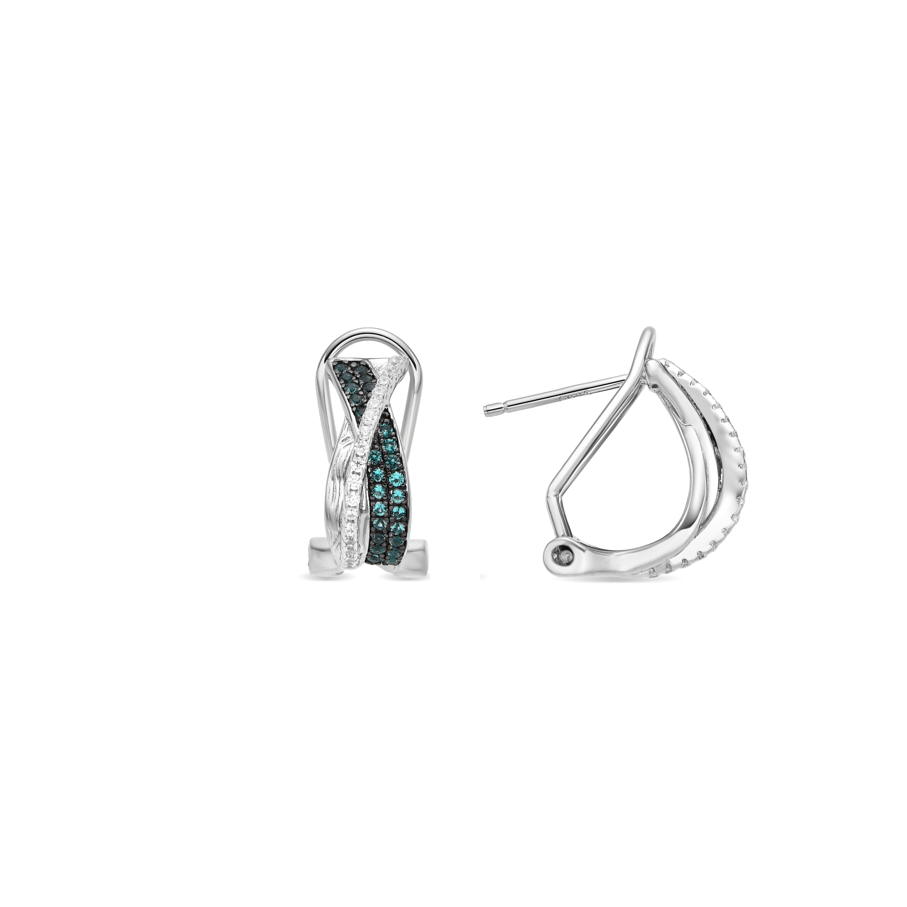925 Sterling Silver and Paraiba Green Hydrothermal Quartz Earrings with Rhodium Finish - Siyi