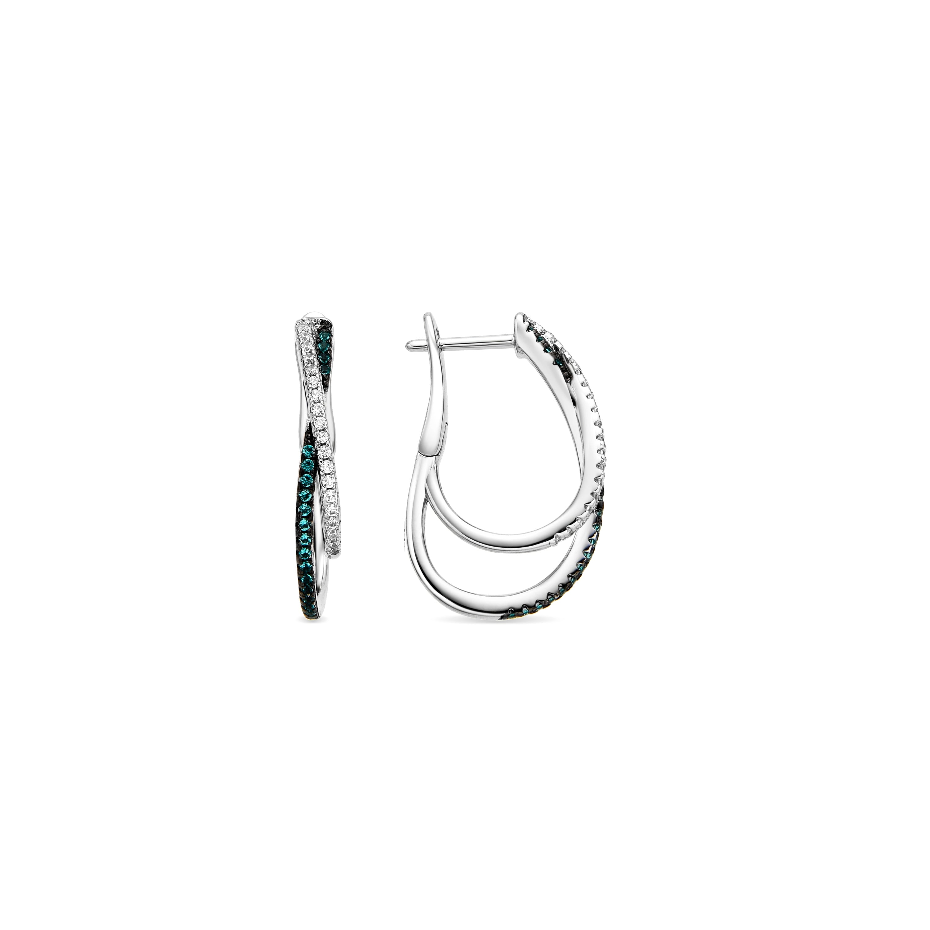 925 Sterling Silver and Paraiba Green Hydrothermal Quartz Earrings with rhodium finish - Atyra