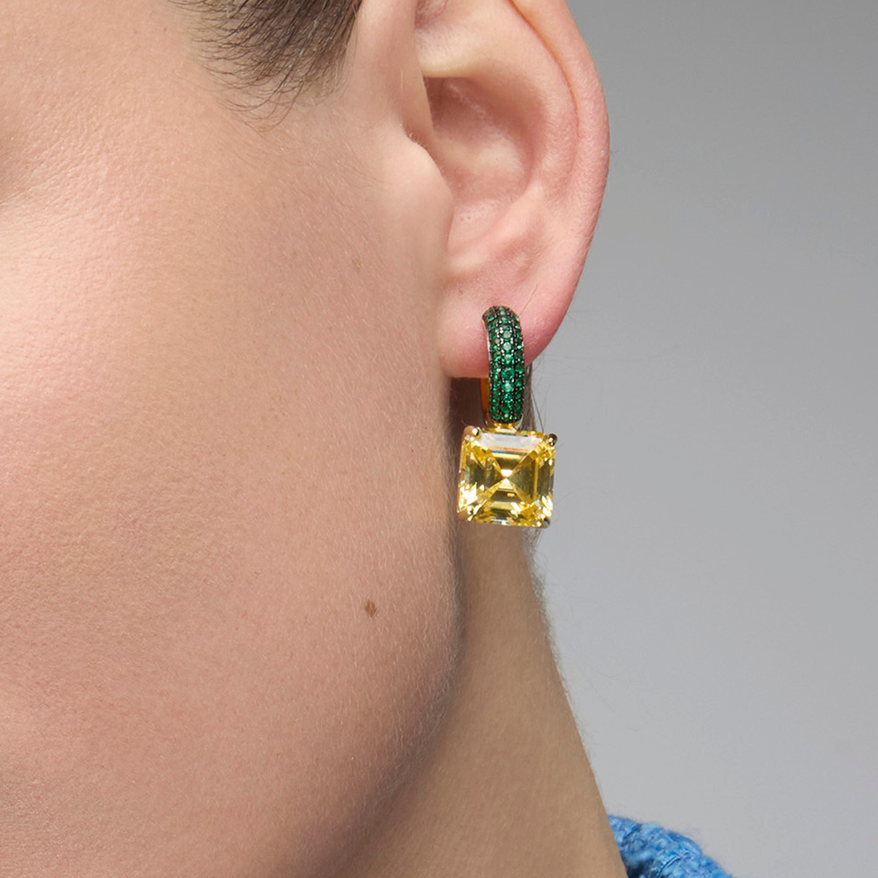 925 Sterling Silver and Padparadscha Earrings with Rhodium Finish - Alfai