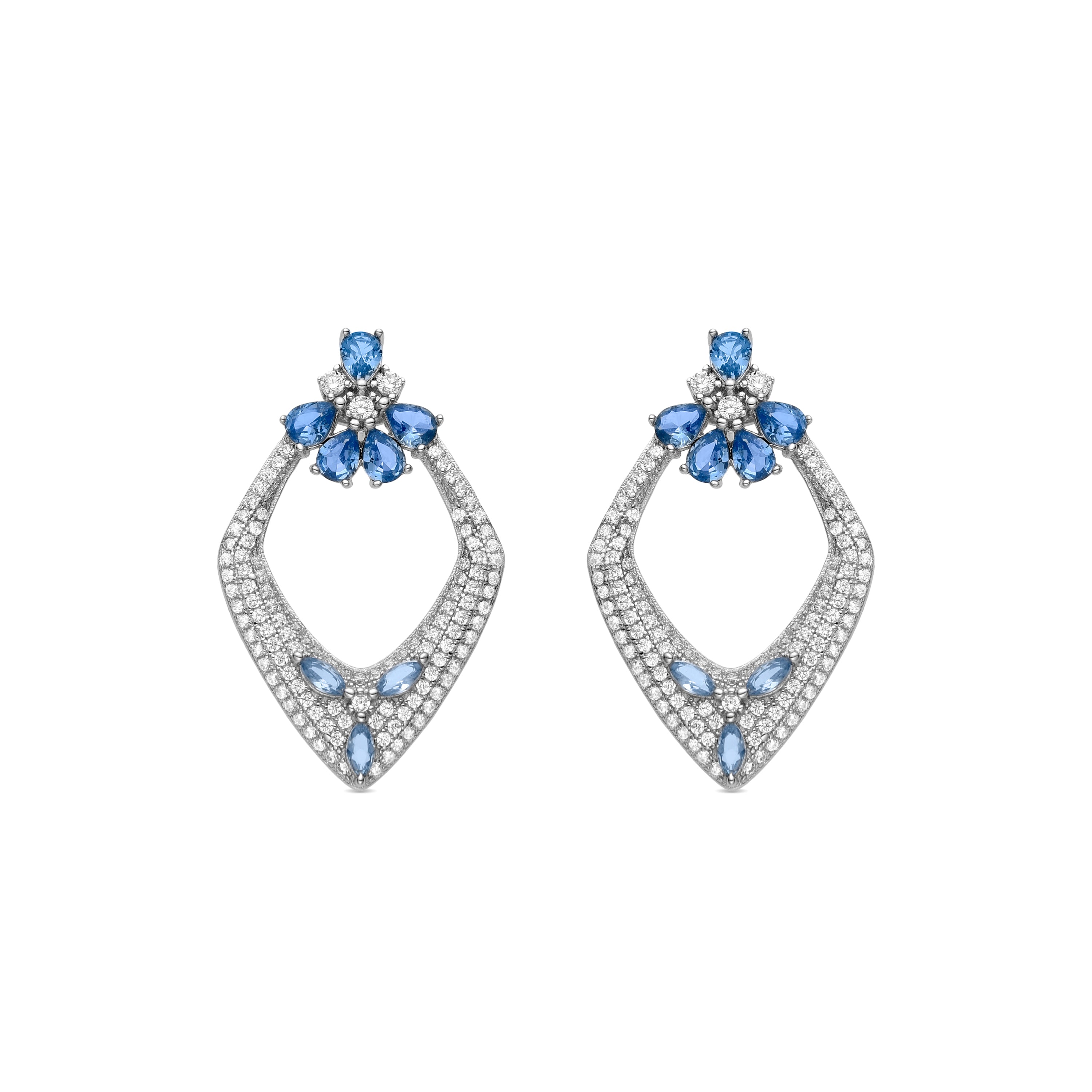 925 Sterling Silver and Paraiba Green Hydrothermal Quartz Earrings with Rhodium Finish - Belzo