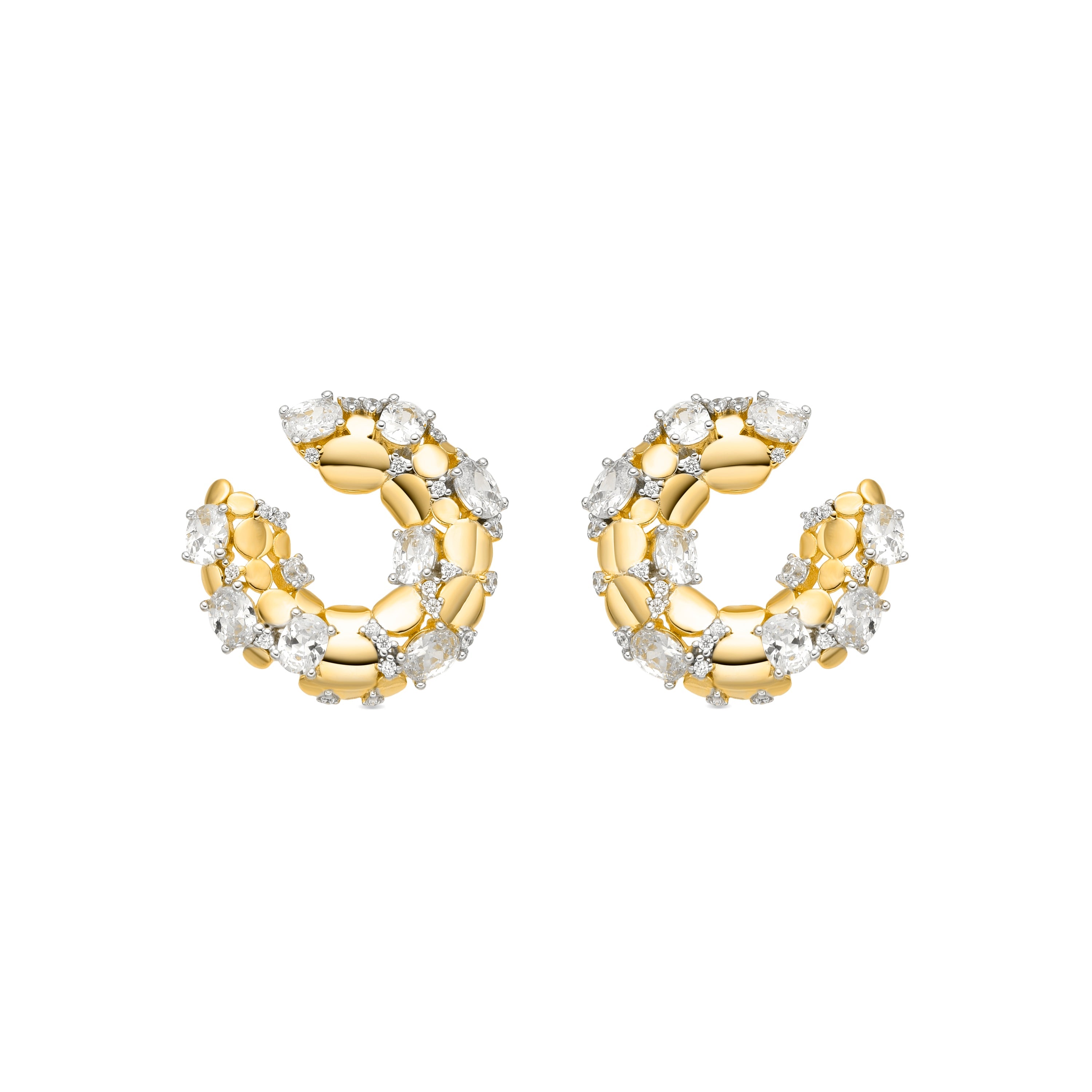 925 Sterling Silver and Brilliant Zirconia Earrings in 18k Yellow Gold Finish - Larent