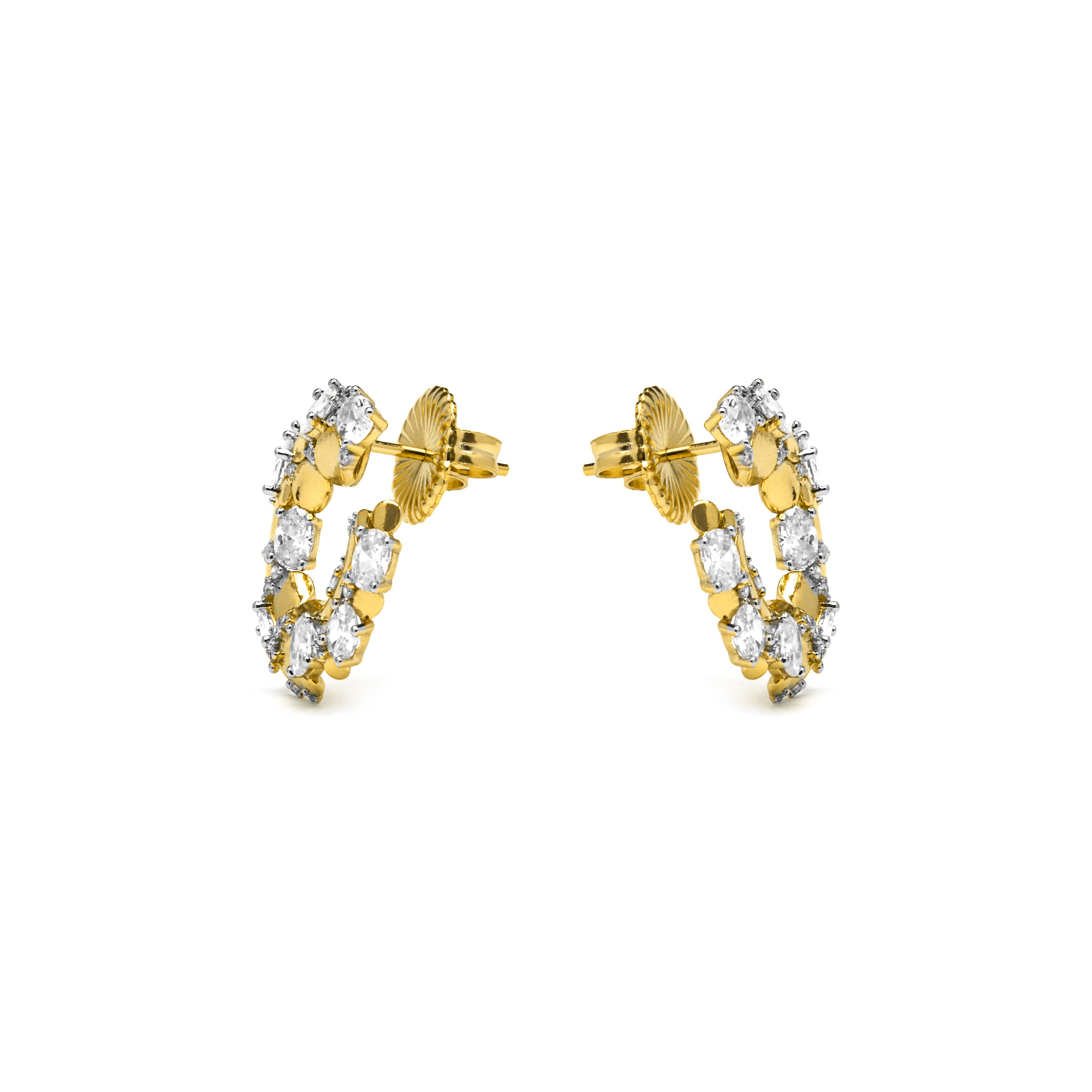 925 Sterling Silver and Brilliant Zirconia Earrings in 18k Yellow Gold Finish - Larent