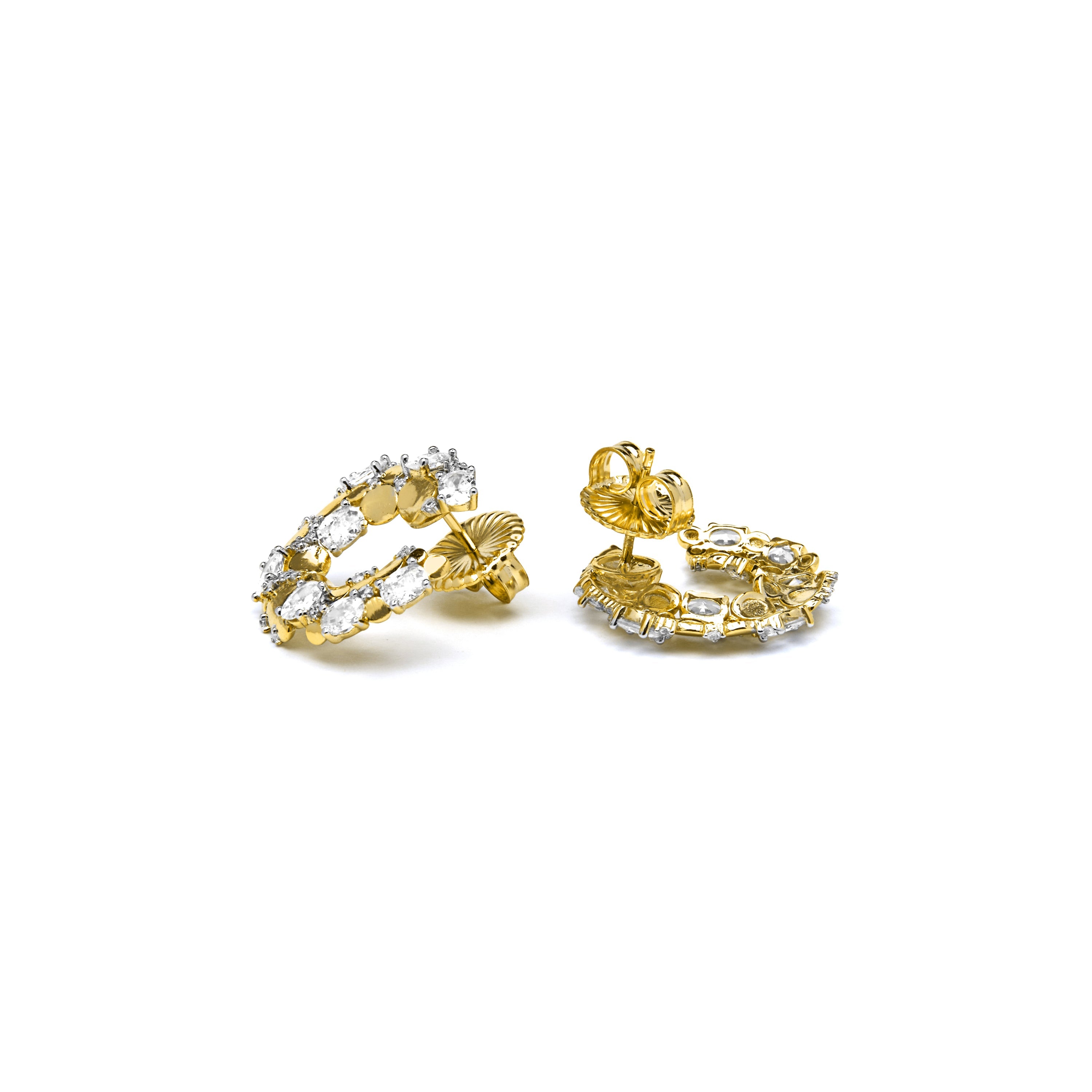 925 Sterling Silver and Brilliant Zirconia Earrings in 18k Yellow Gold Finish - Larent