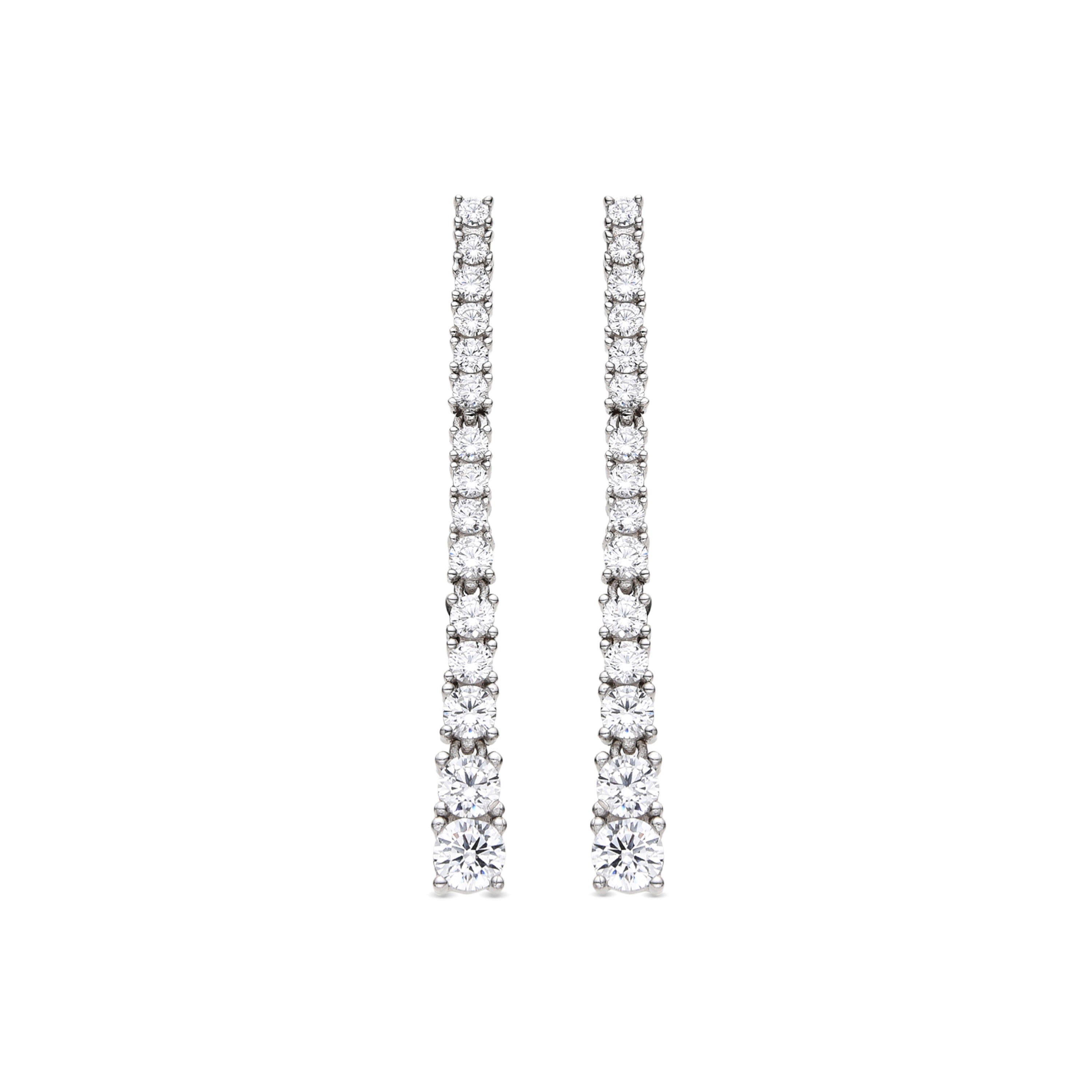925 Sterling Silver and Brilliant Zirconia Earrings, Rhodium Finish - Vorgaz