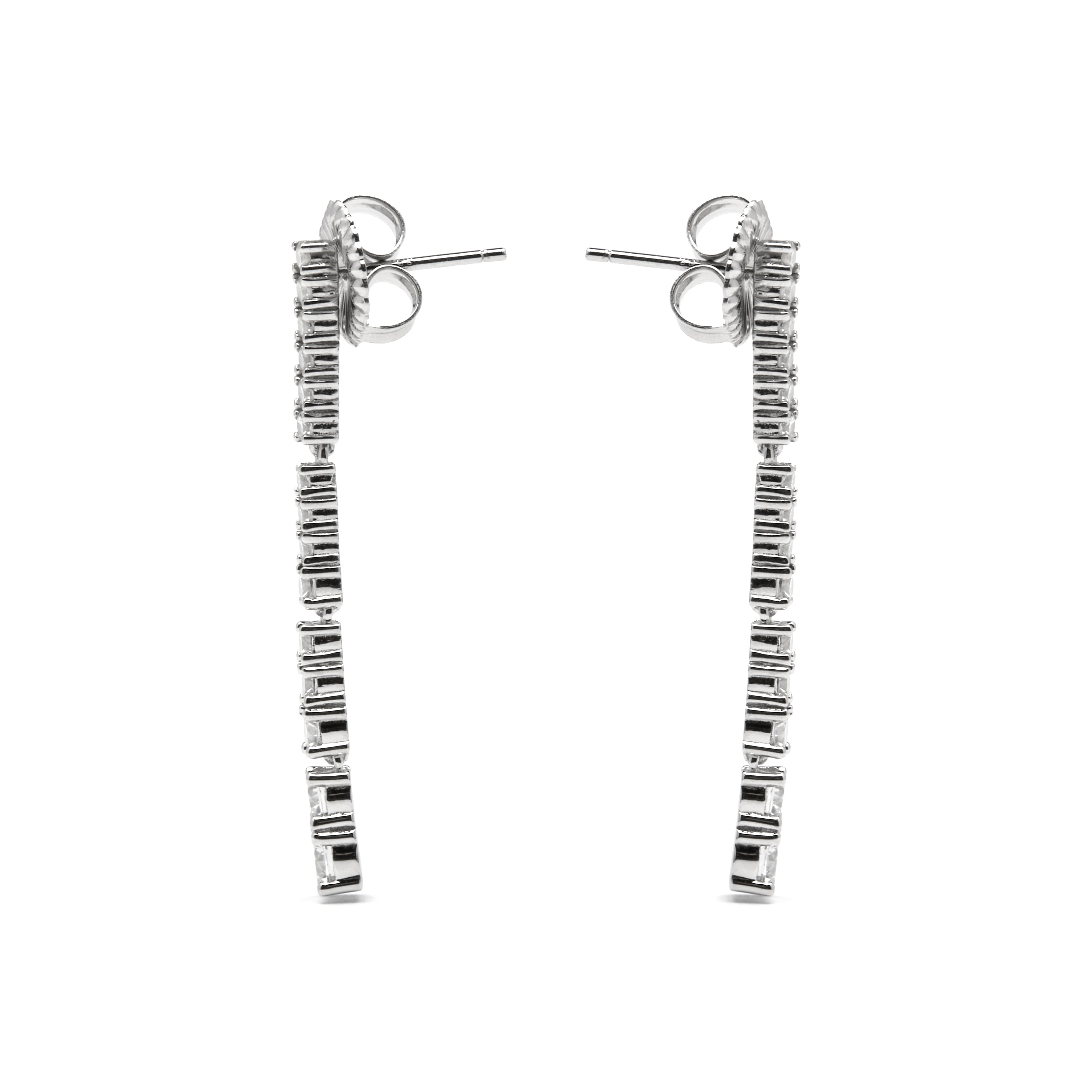 925 Sterling Silver and Brilliant Zirconia Earrings, Rhodium Finish - Vorgaz