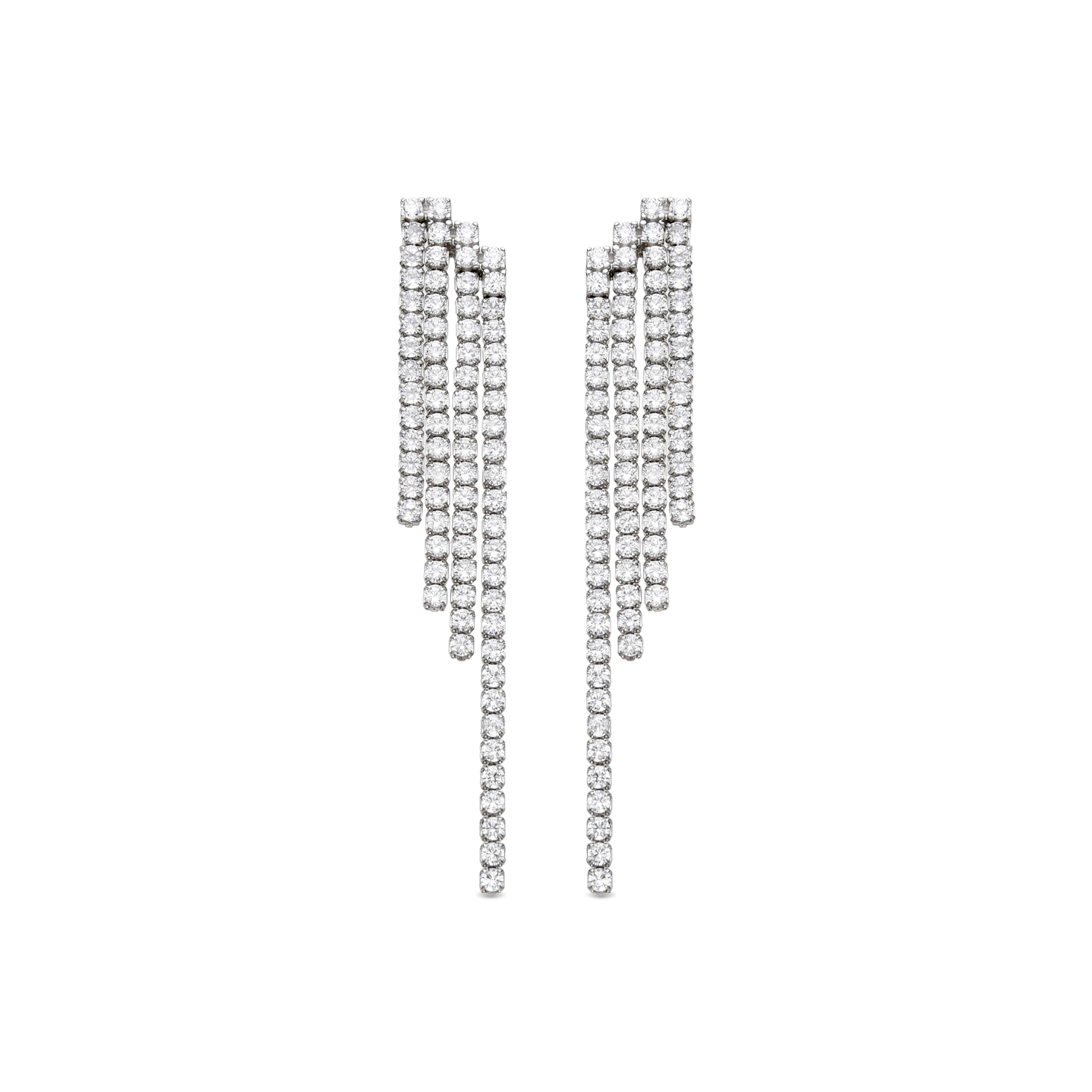 925 Sterling Silver and Brilliant Cubic Zirconia Earrings with rhodium finish - Disazar
