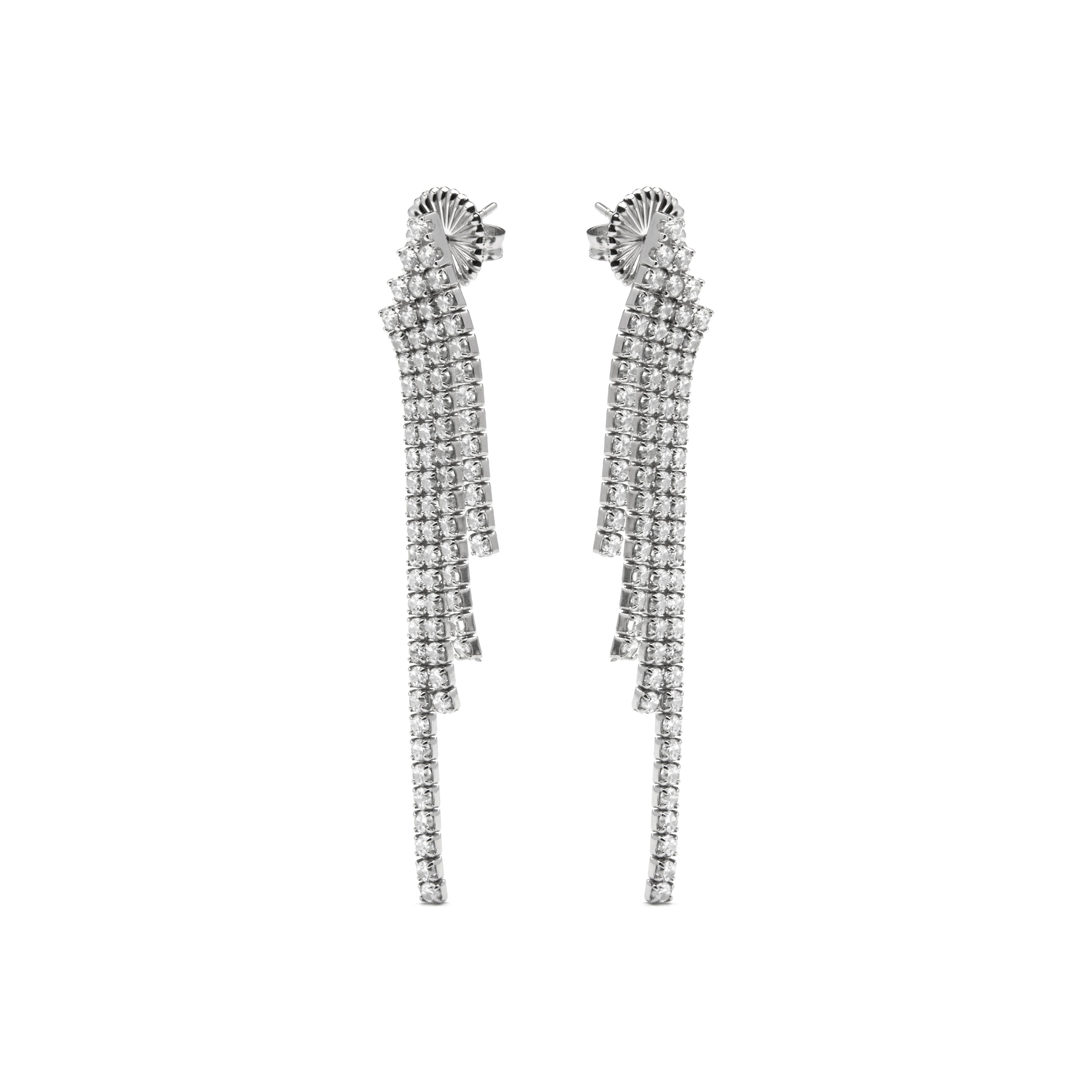 925 Sterling Silver and Brilliant Cubic Zirconia Earrings with rhodium finish - Disazar