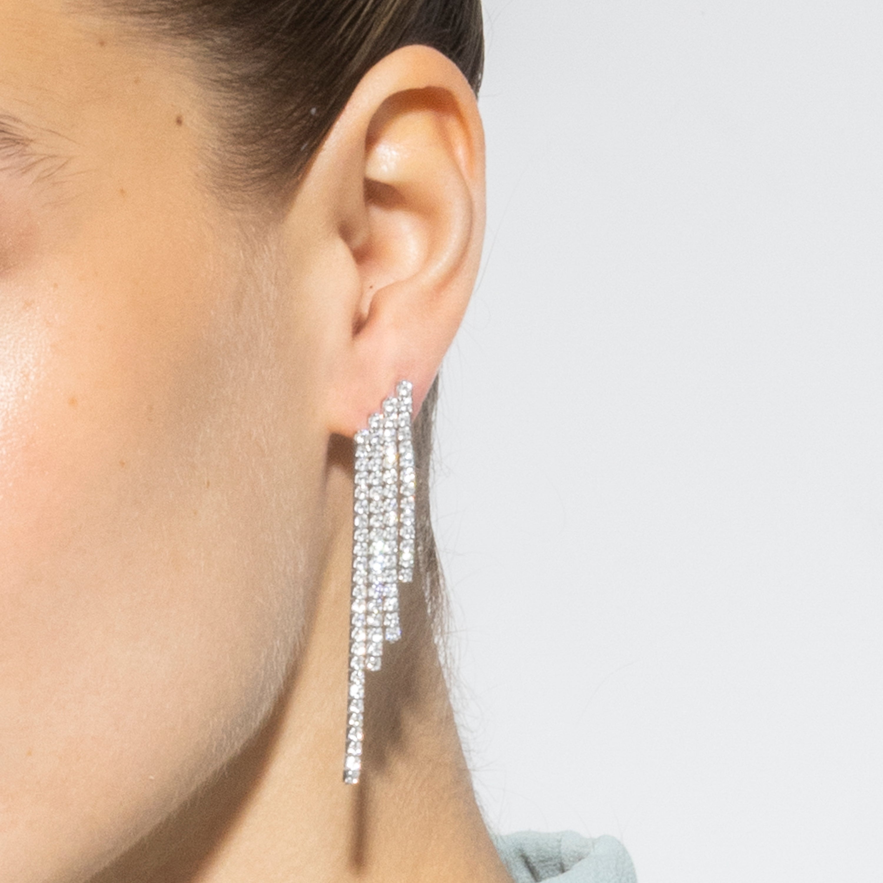 925 Sterling Silver and Brilliant Cubic Zirconia Earrings with rhodium finish - Disazar