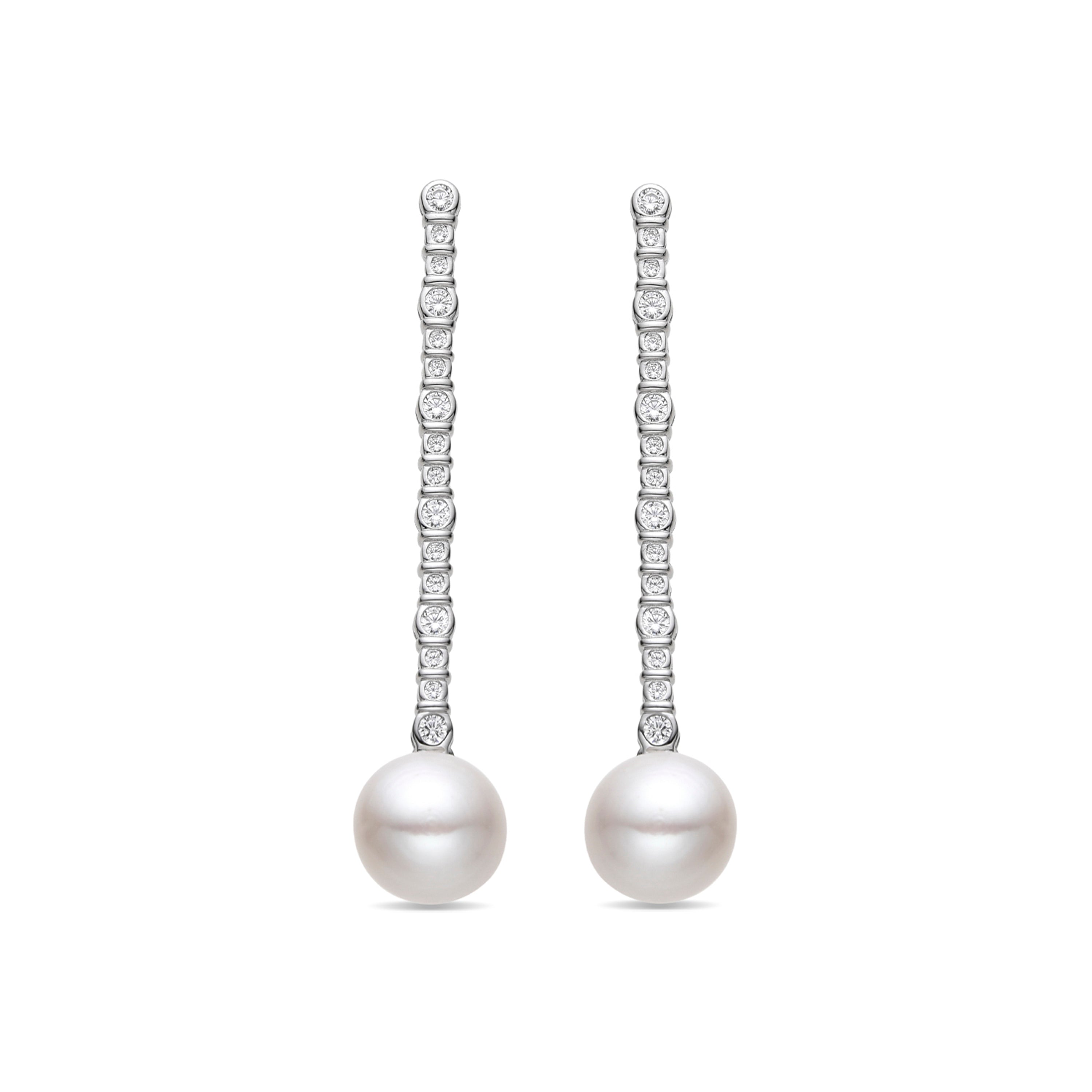 925 Sterling Silver and White Pearl Rodium Finish Earrings - Nibar
