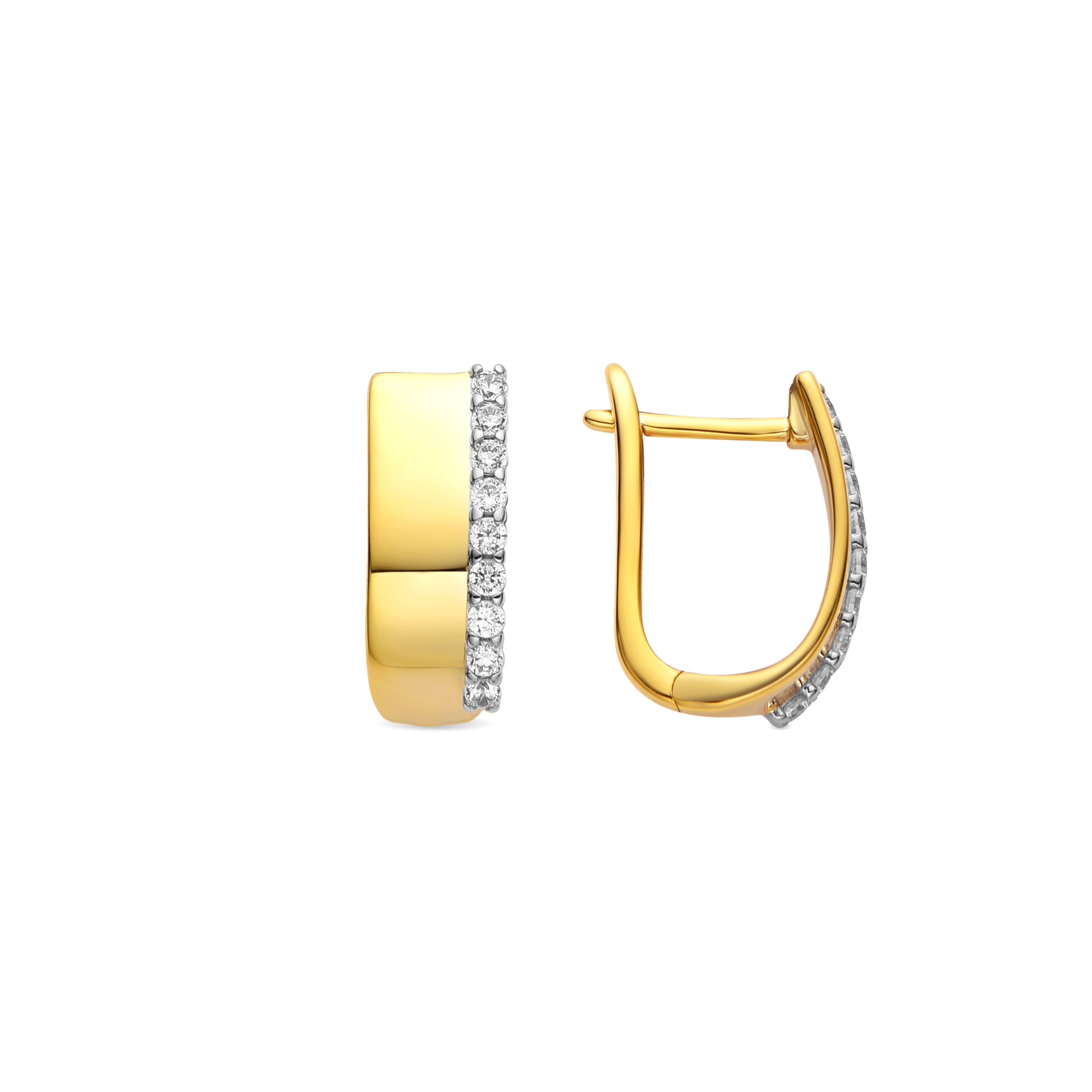 925 Sterling Silver and Brilliant Zirconia Earrings in 18k Yellow Gold Finish - Tezel