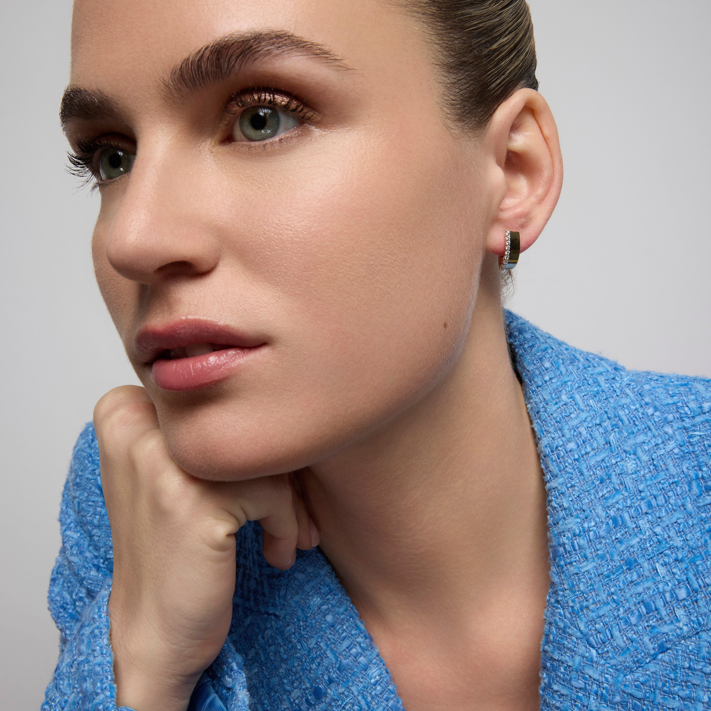 925 Sterling Silver and Brilliant Zirconia Earrings in 18k Yellow Gold Finish - Tezel